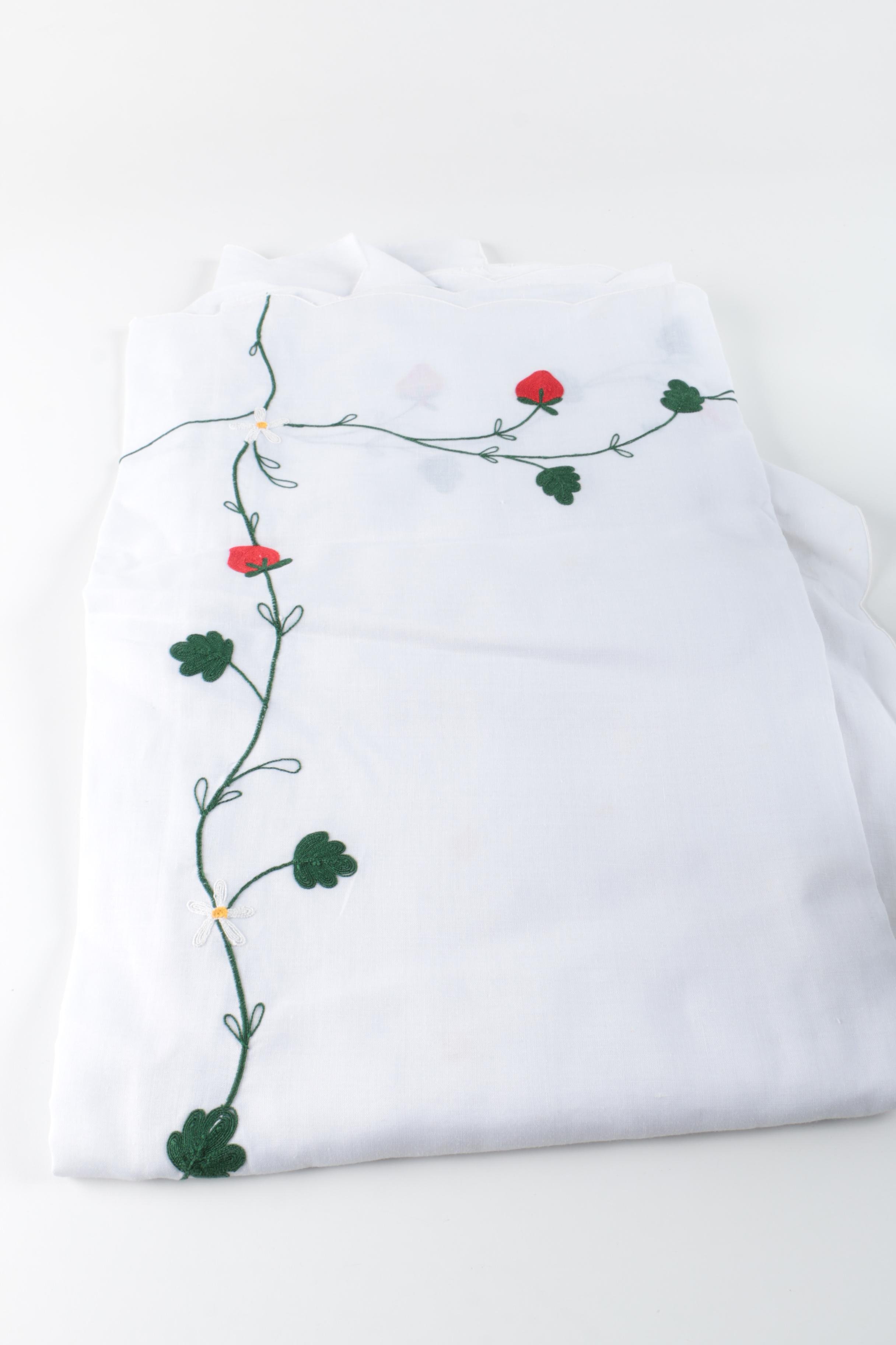 Red and Green Strawberry Stenciled Glass Pitcher