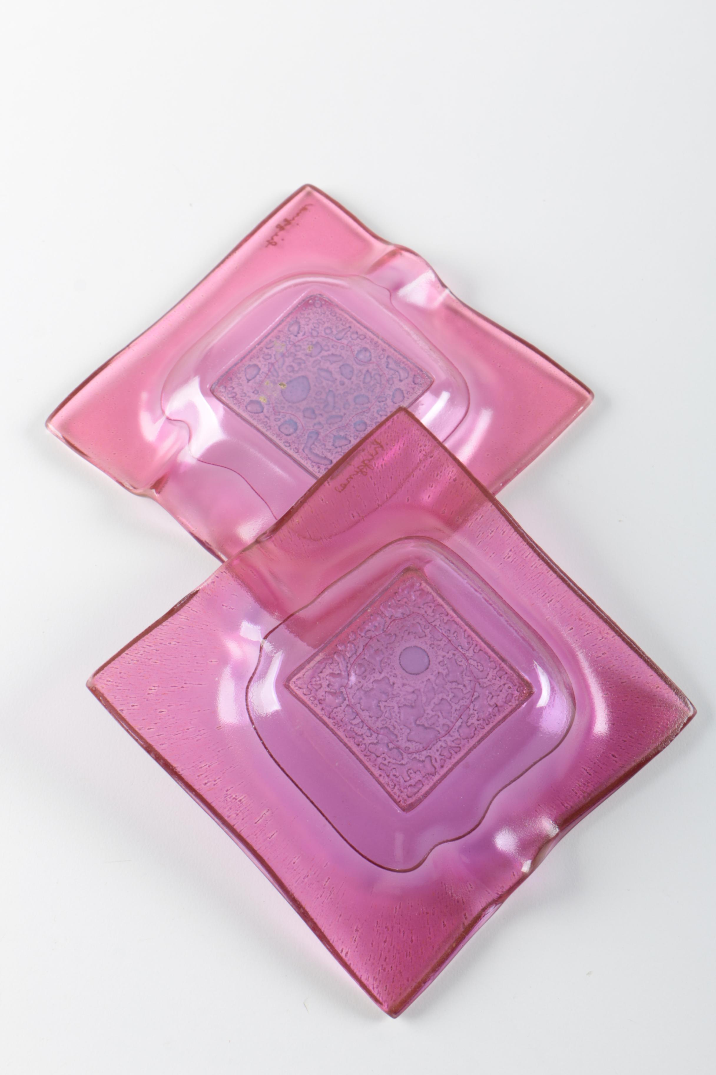 Higgins Glass Ash Receivers and Glass Decorative Plate