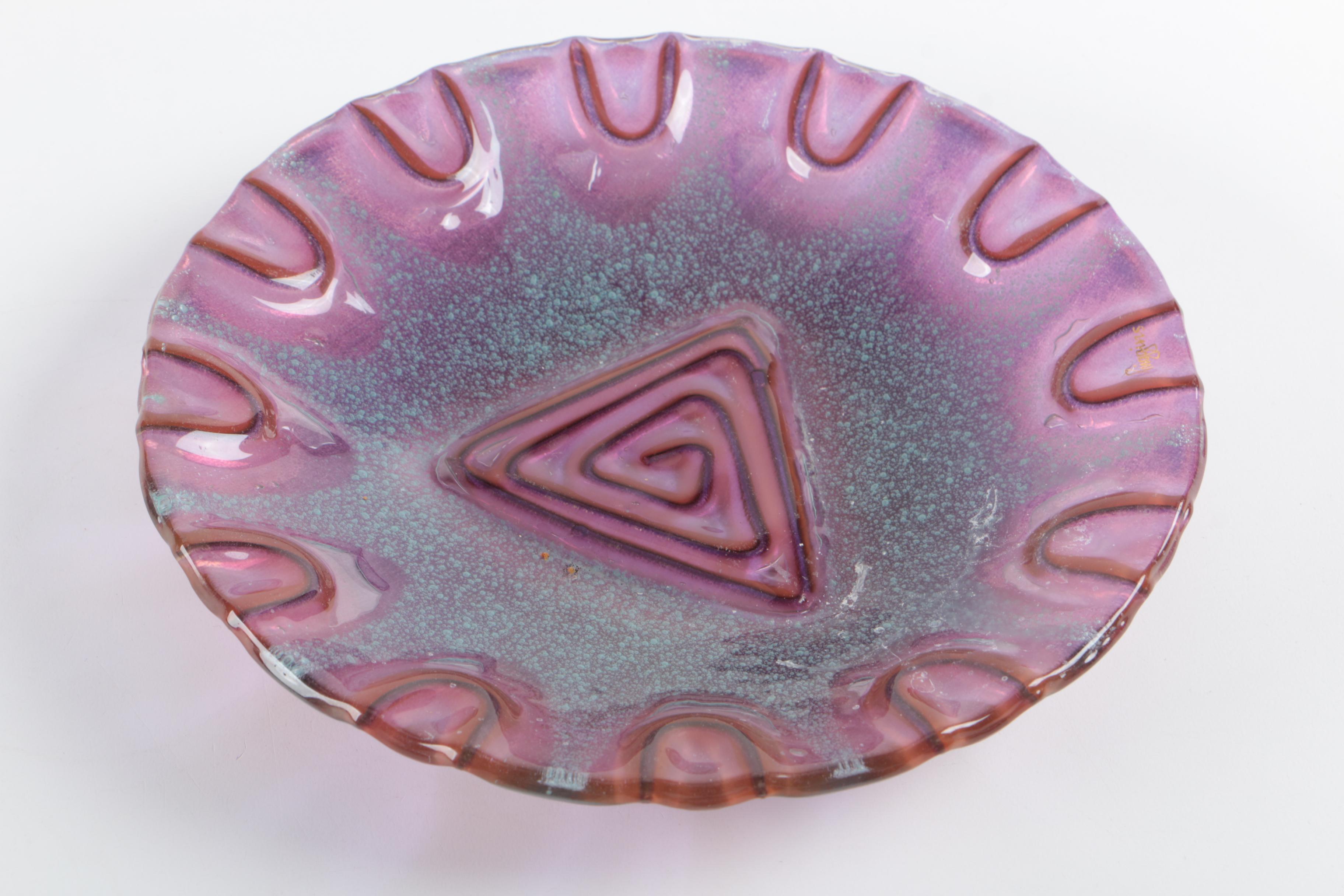 Higgins Glass Ash Receivers and Glass Decorative Plate