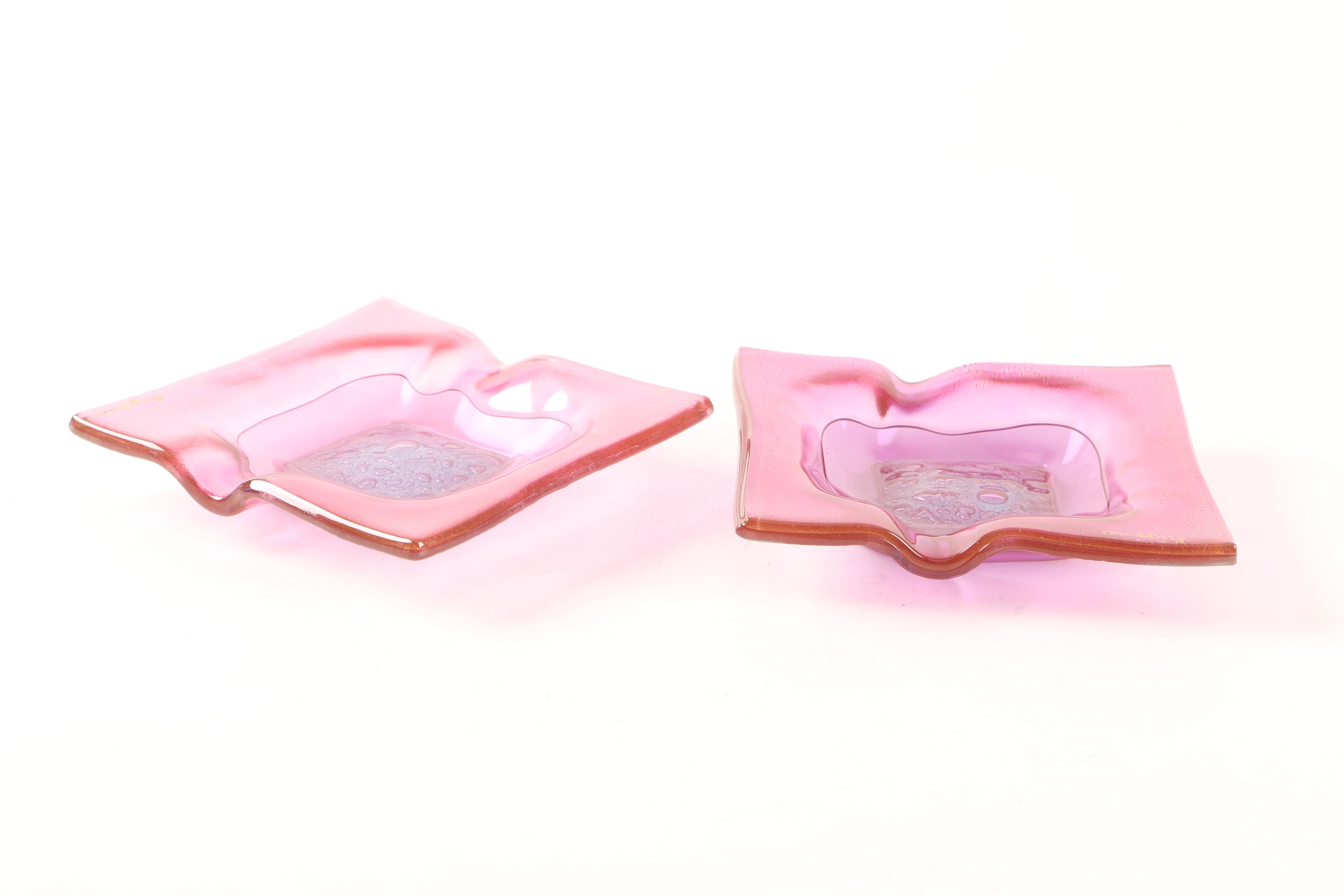 Higgins Glass Ash Receivers and Glass Decorative Plate