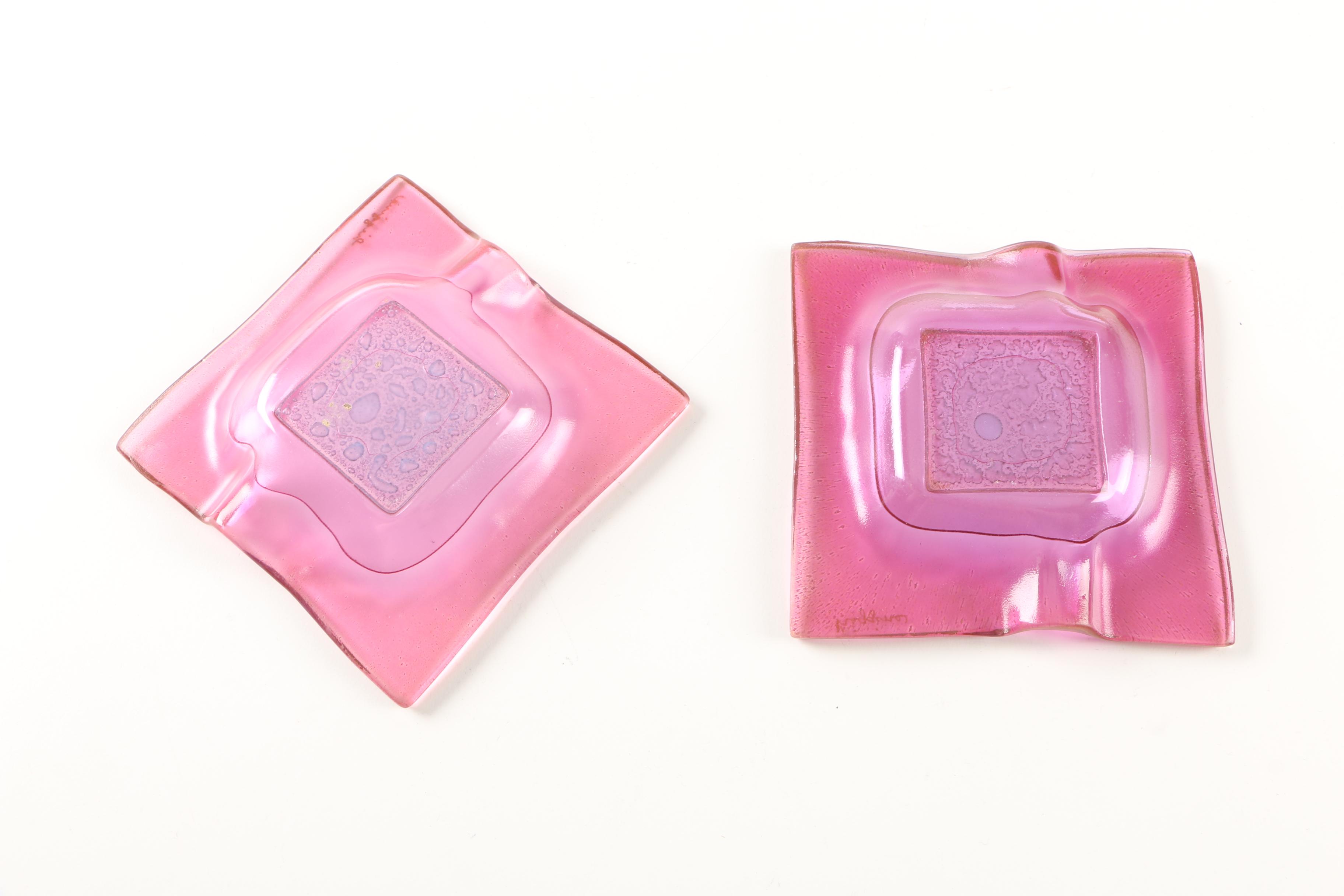 Higgins Glass Ash Receivers and Glass Decorative Plate