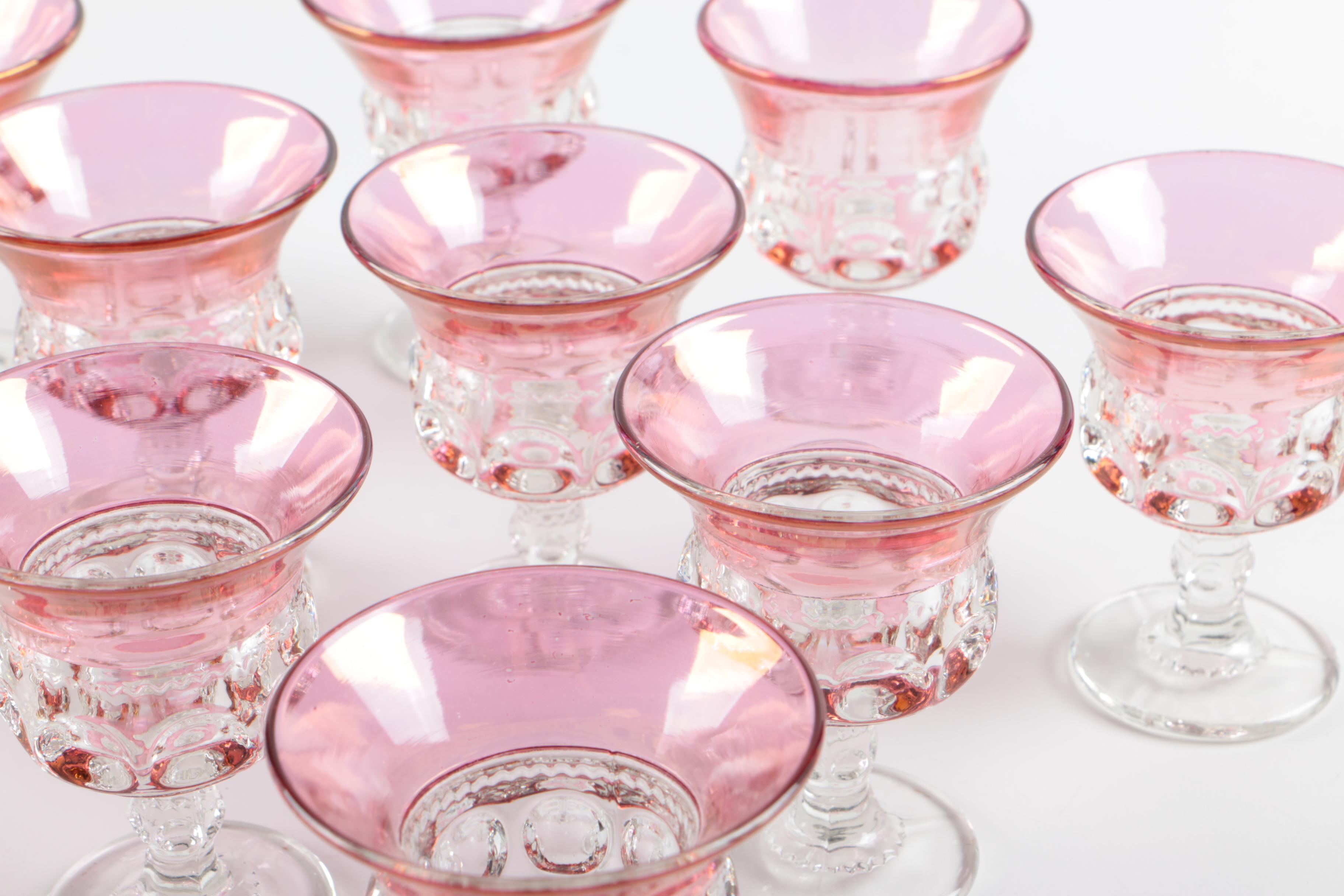 Pink Thumbprint Cordial Glasses