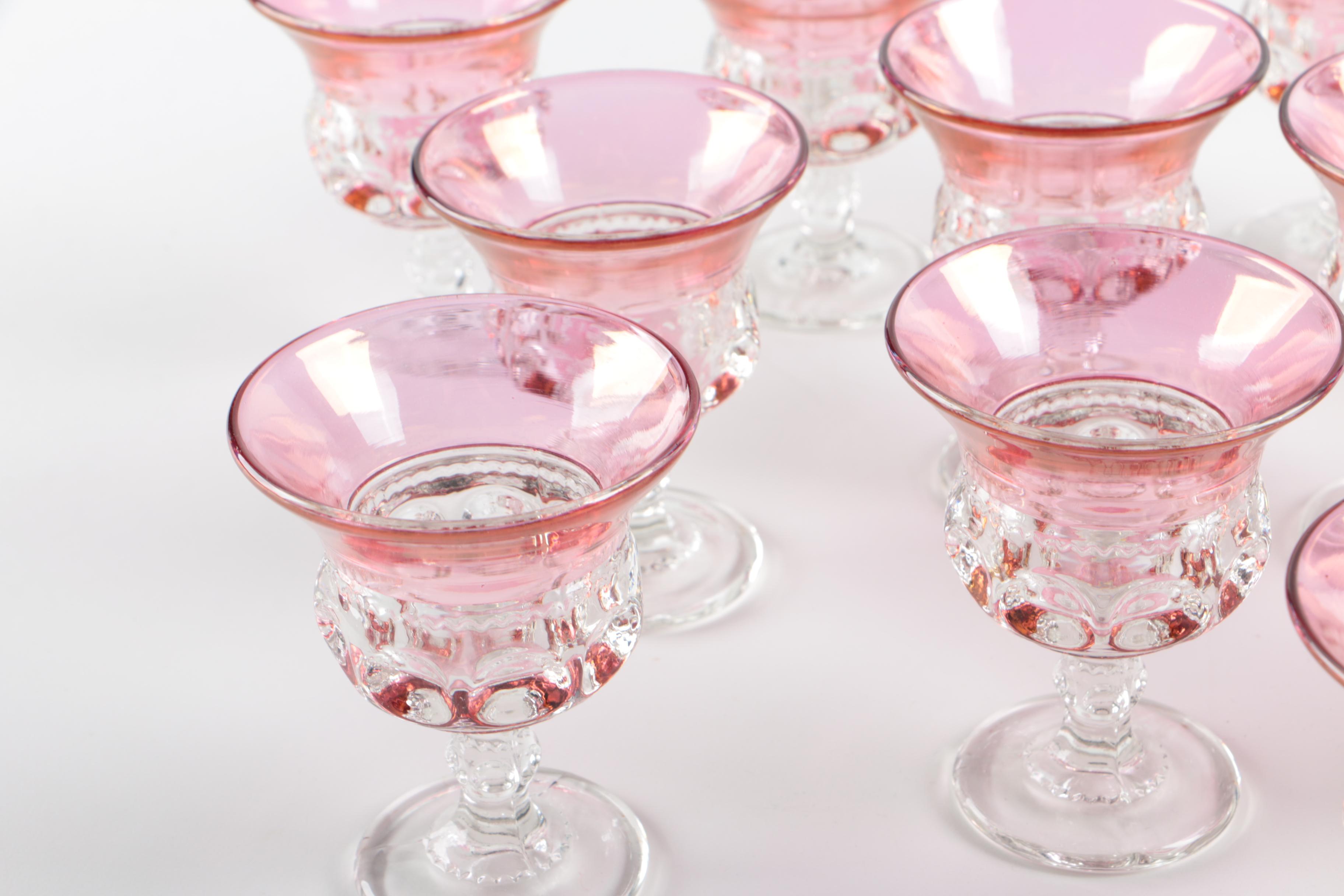 Pink Thumbprint Cordial Glasses