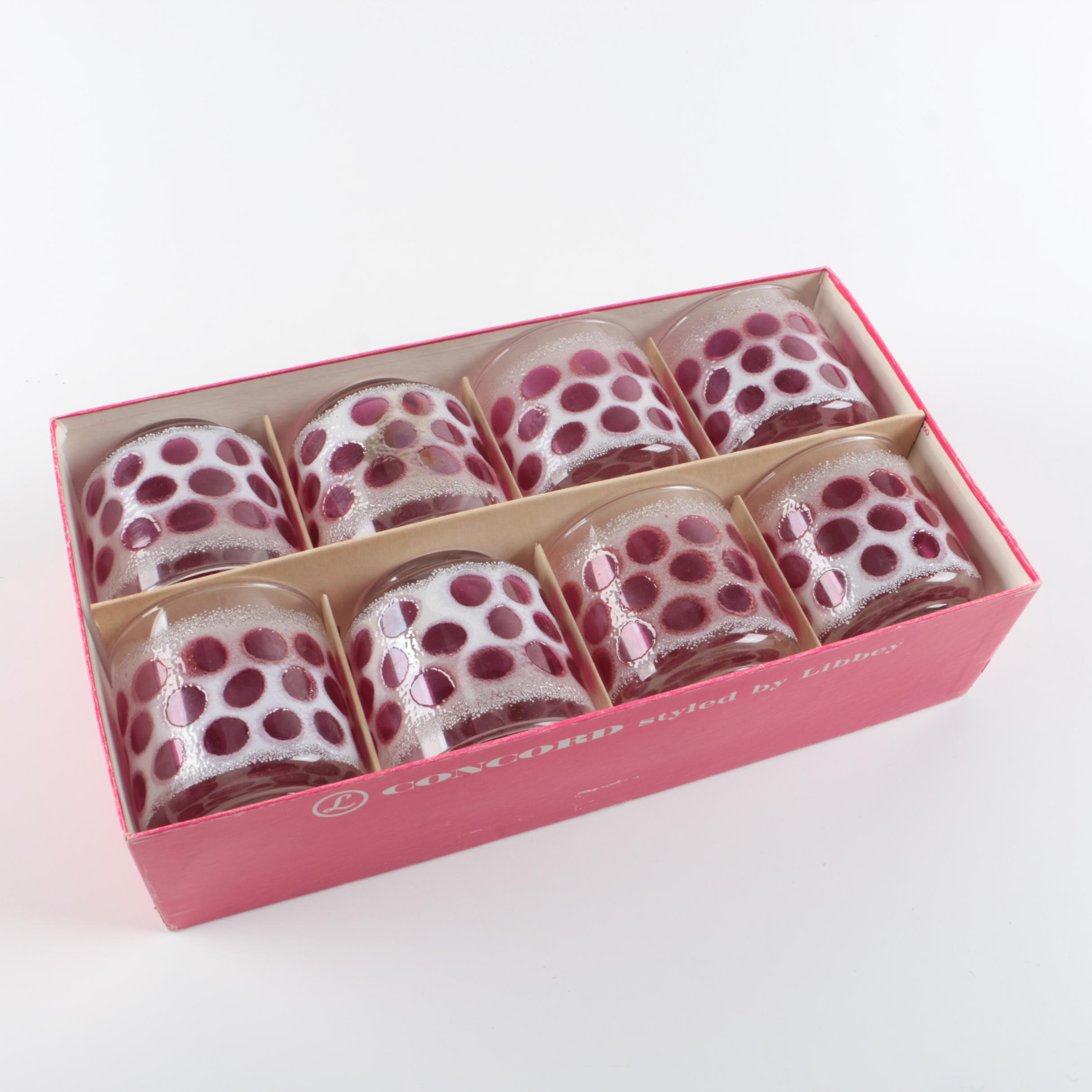 Vintage "Concord" by Libbey Frosted Cranberry Glasses