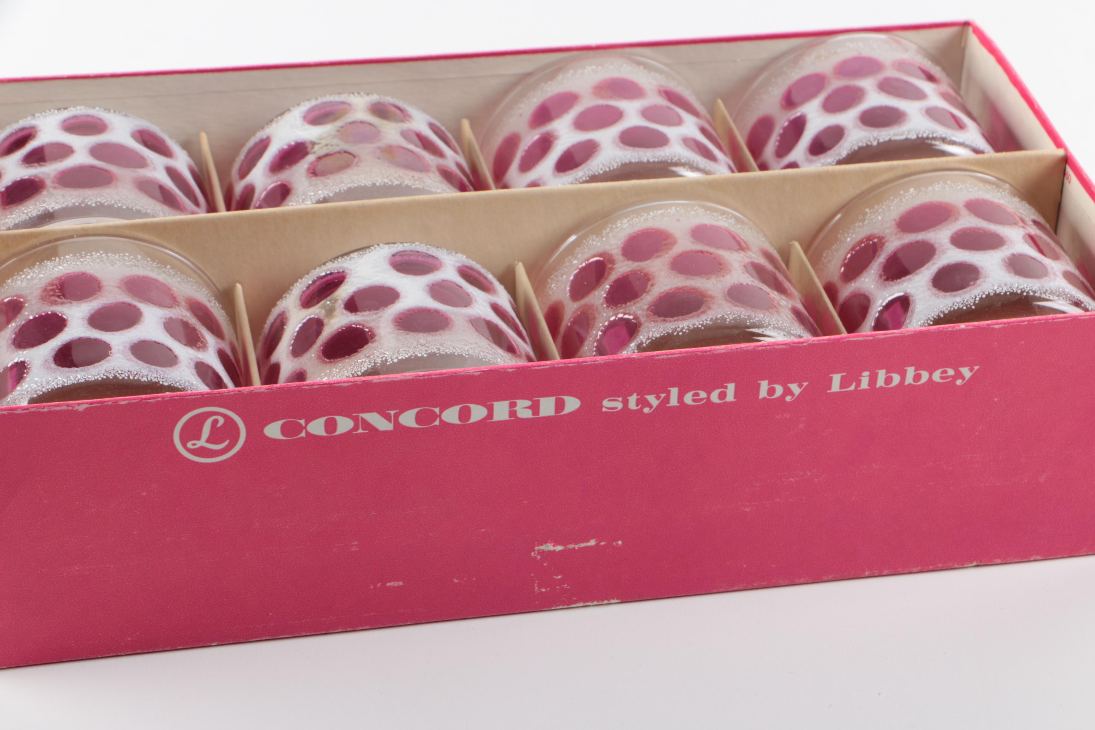 Vintage "Concord" by Libbey Frosted Cranberry Glasses