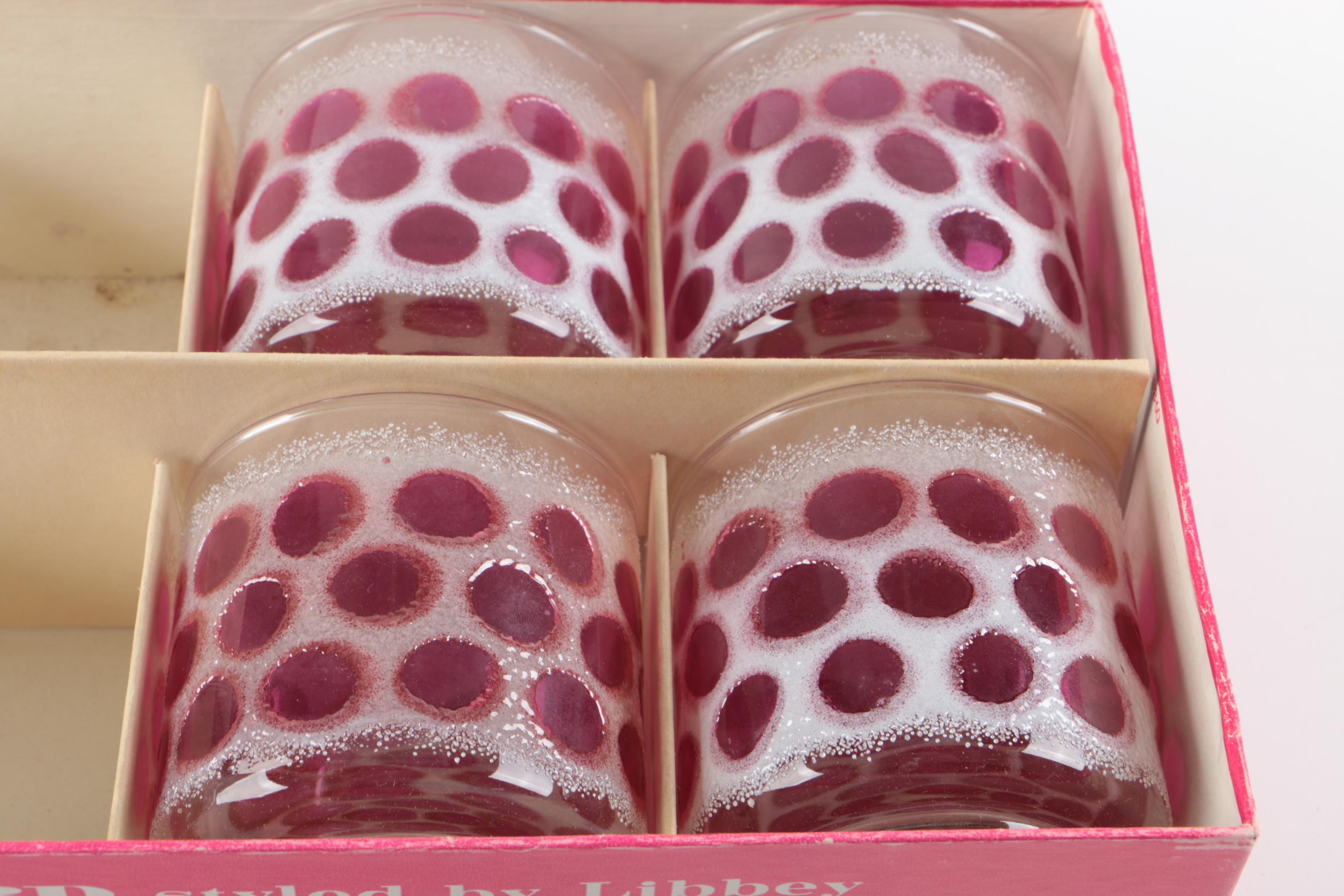 Vintage "Concord" by Libbey Frosted Cranberry Glasses