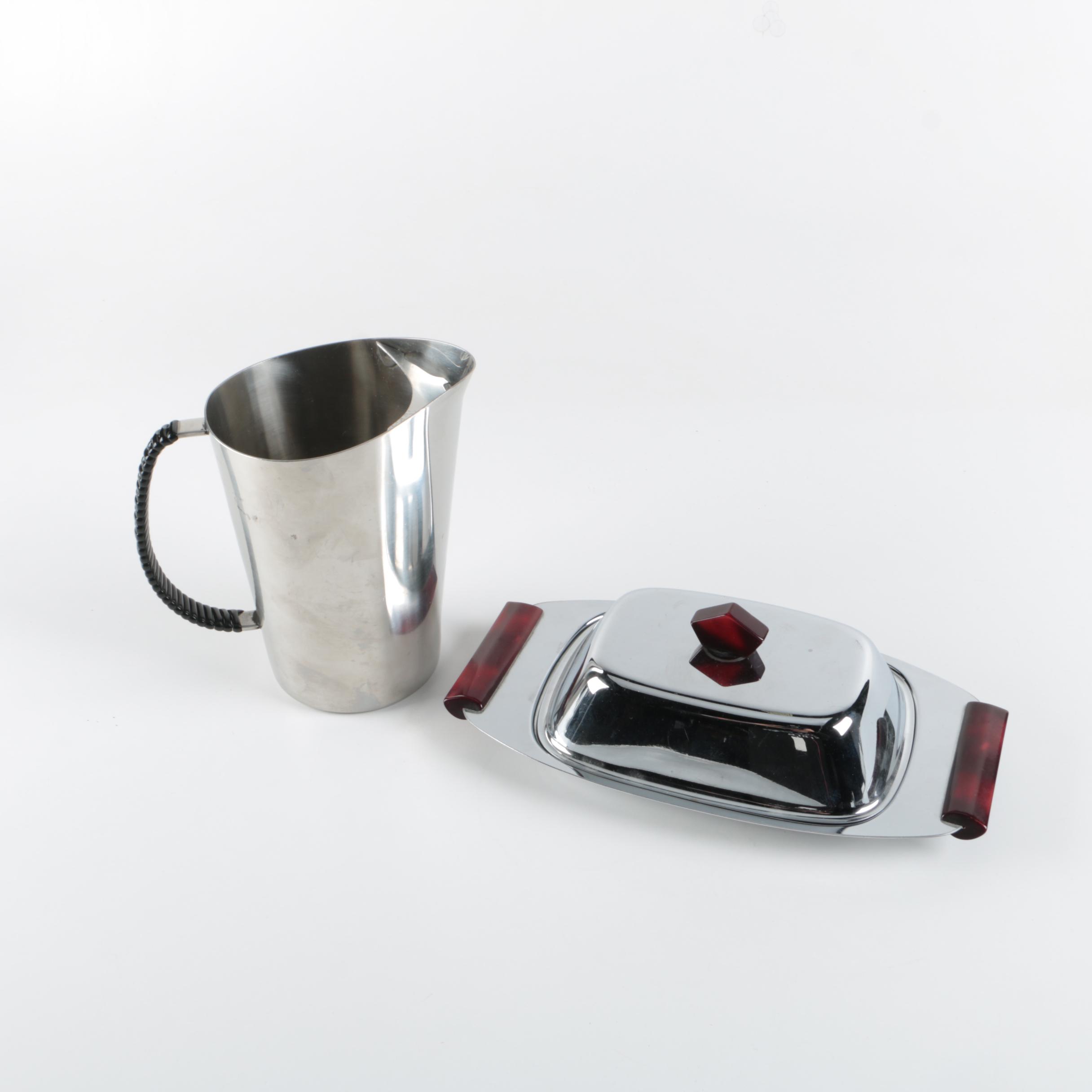 Mid Century Modern Gabis Pitcher and Lidded Serving Tray