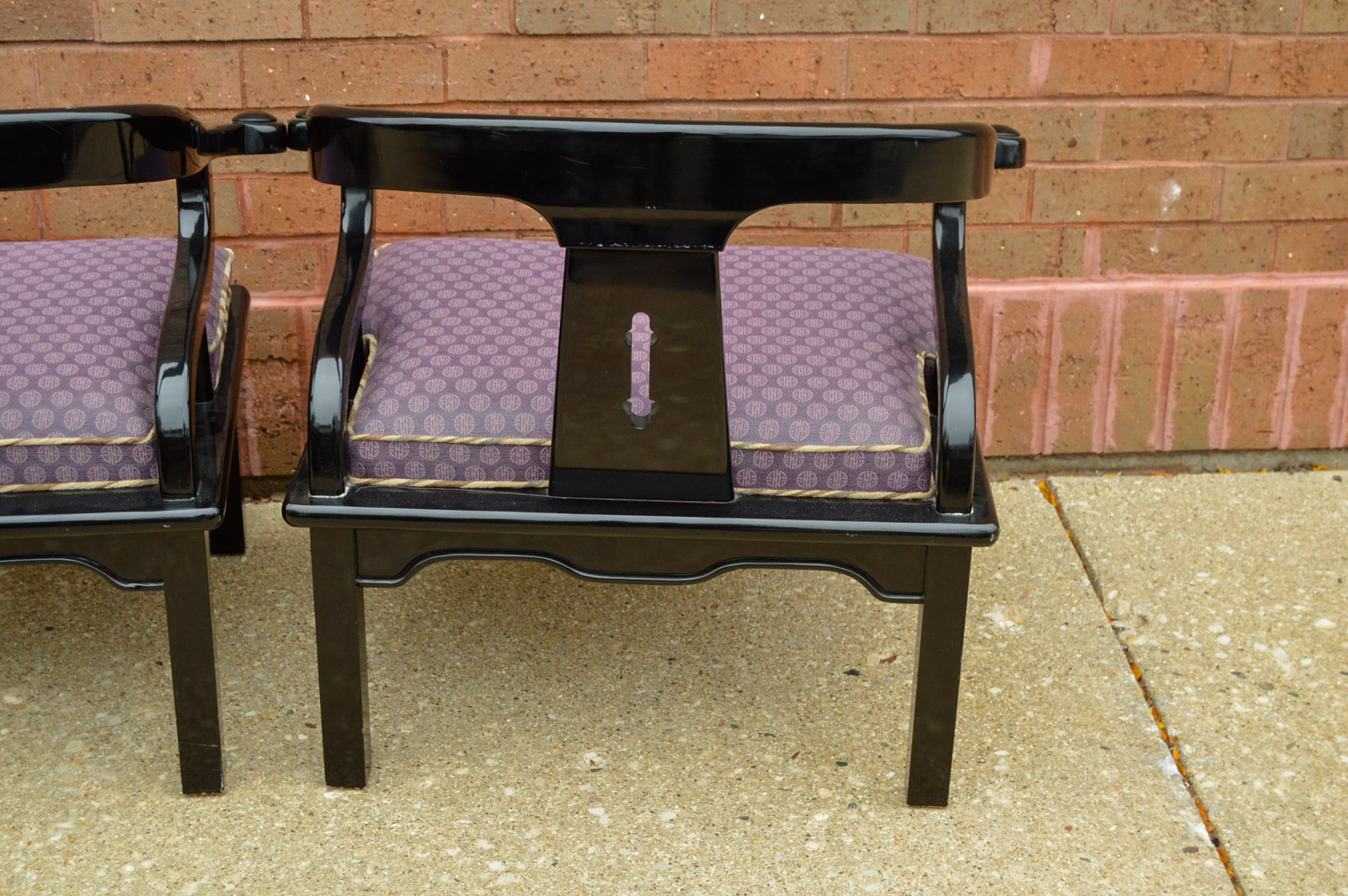 Pair of Chinese Style Armchairs and Ottoman