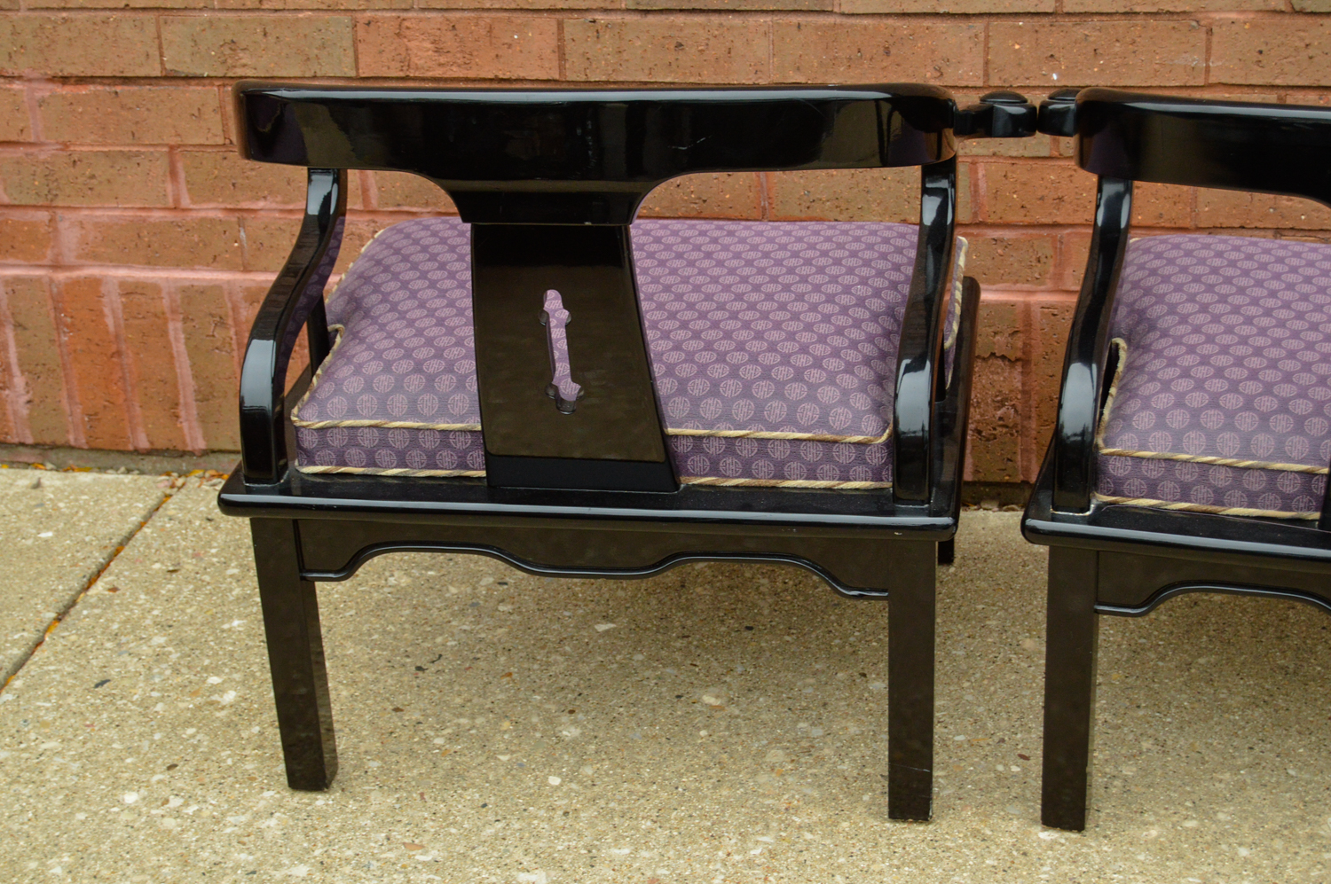 Pair of Chinese Style Armchairs and Ottoman