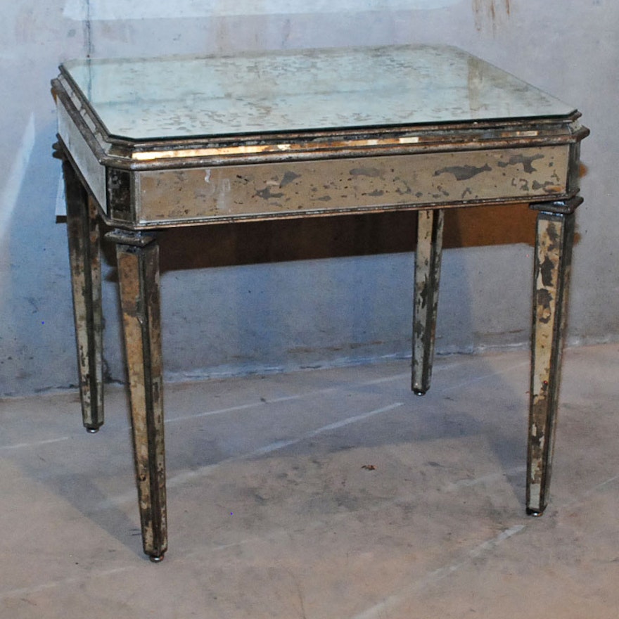 Distressed Mirrored Side Table by Currey & Company