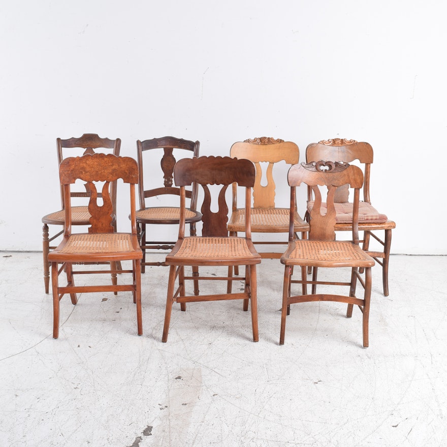 Vintage Caned Seat Wooden Chairs