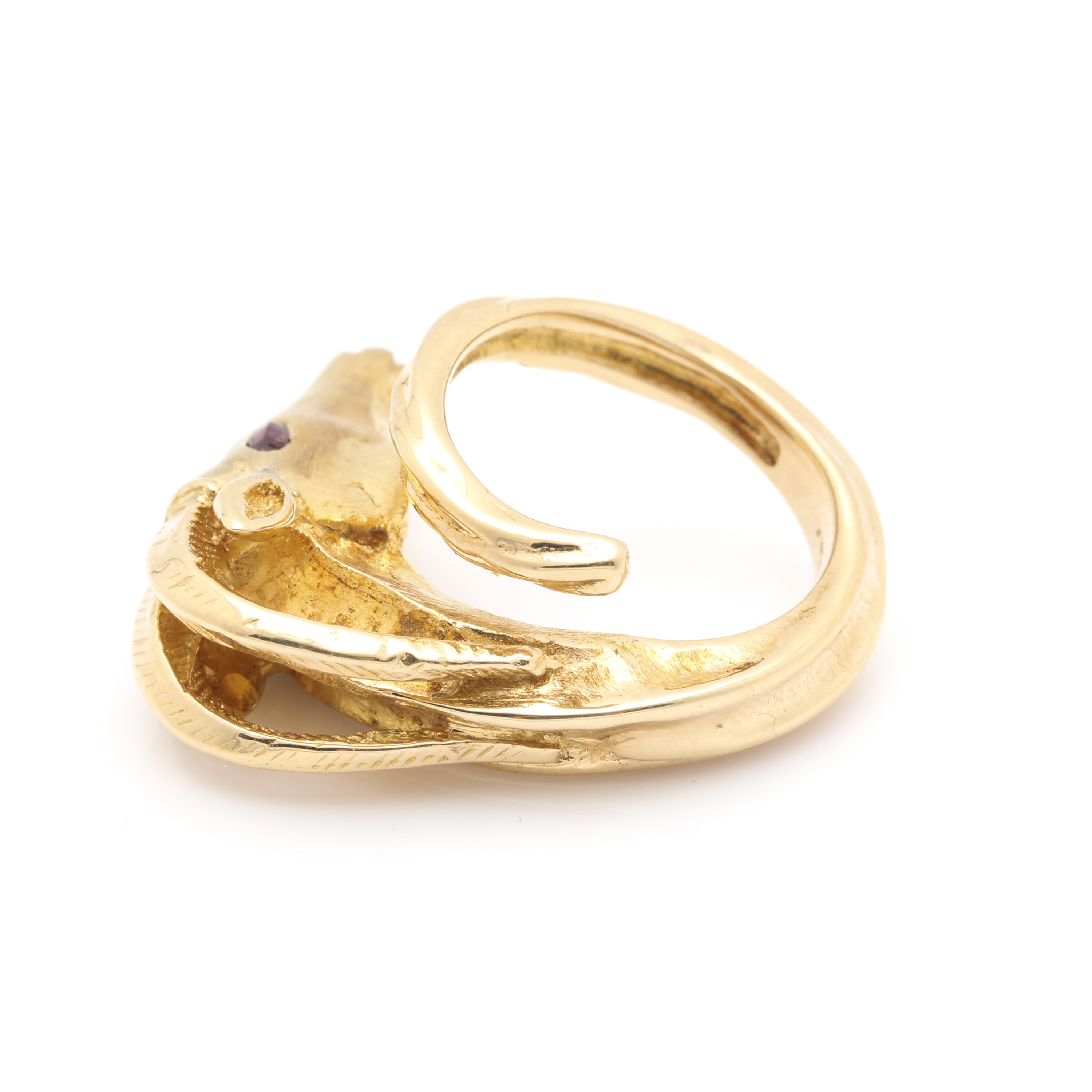 14K Yellow Gold and Ruby Antelope Ring