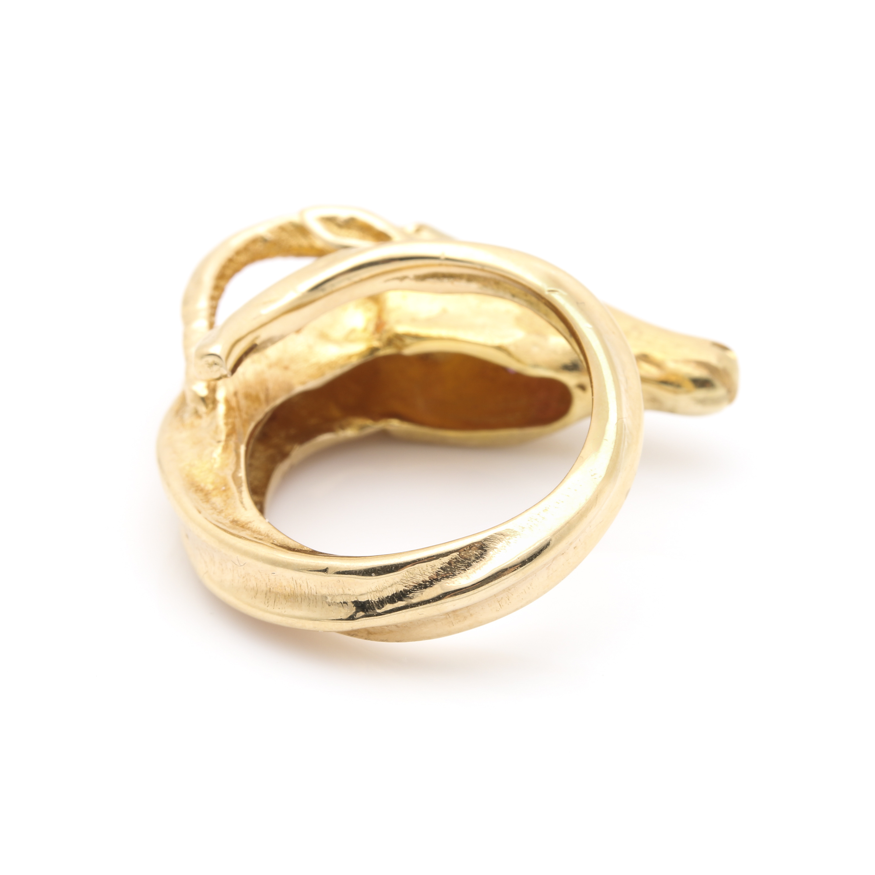 14K Yellow Gold and Ruby Antelope Ring