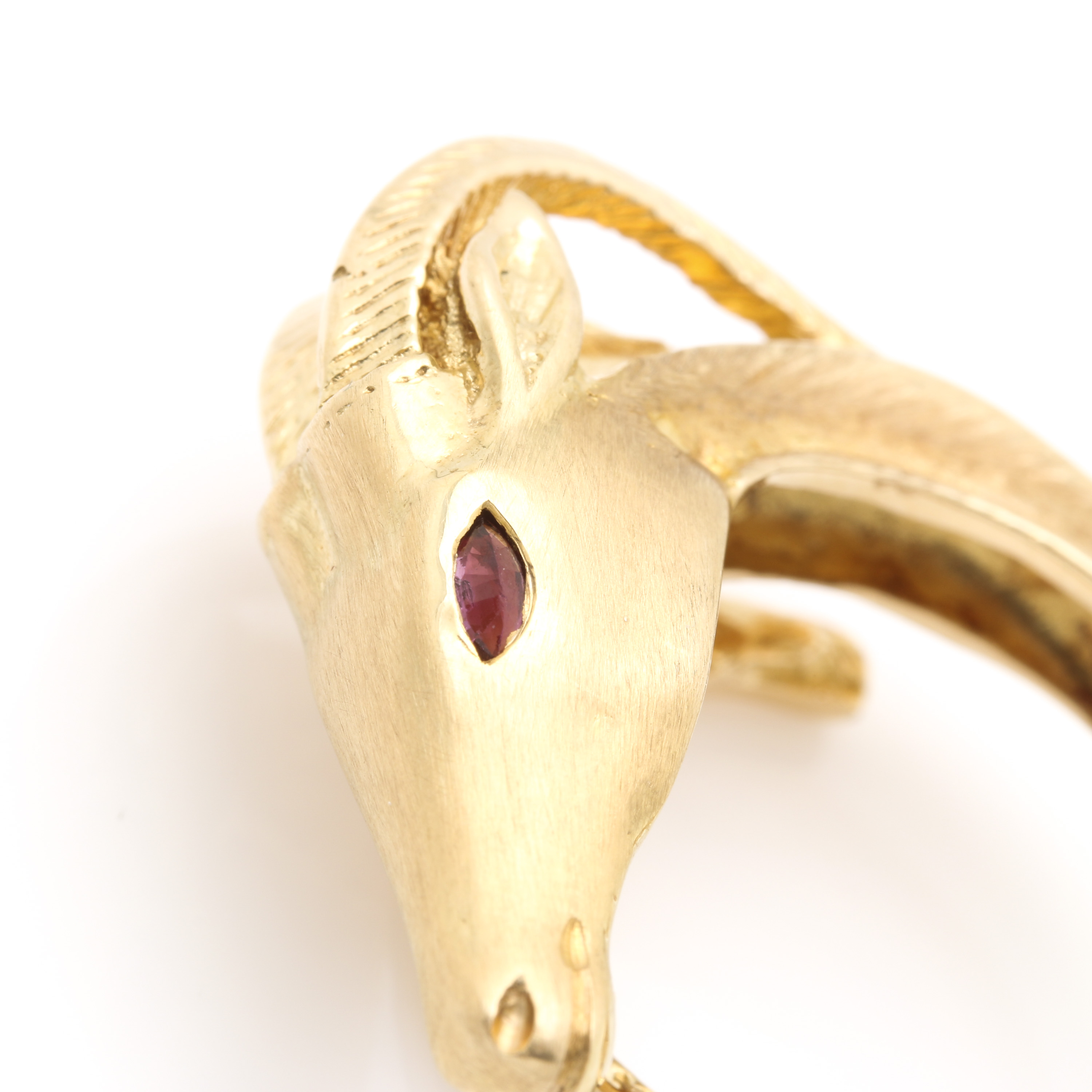 14K Yellow Gold and Ruby Antelope Ring