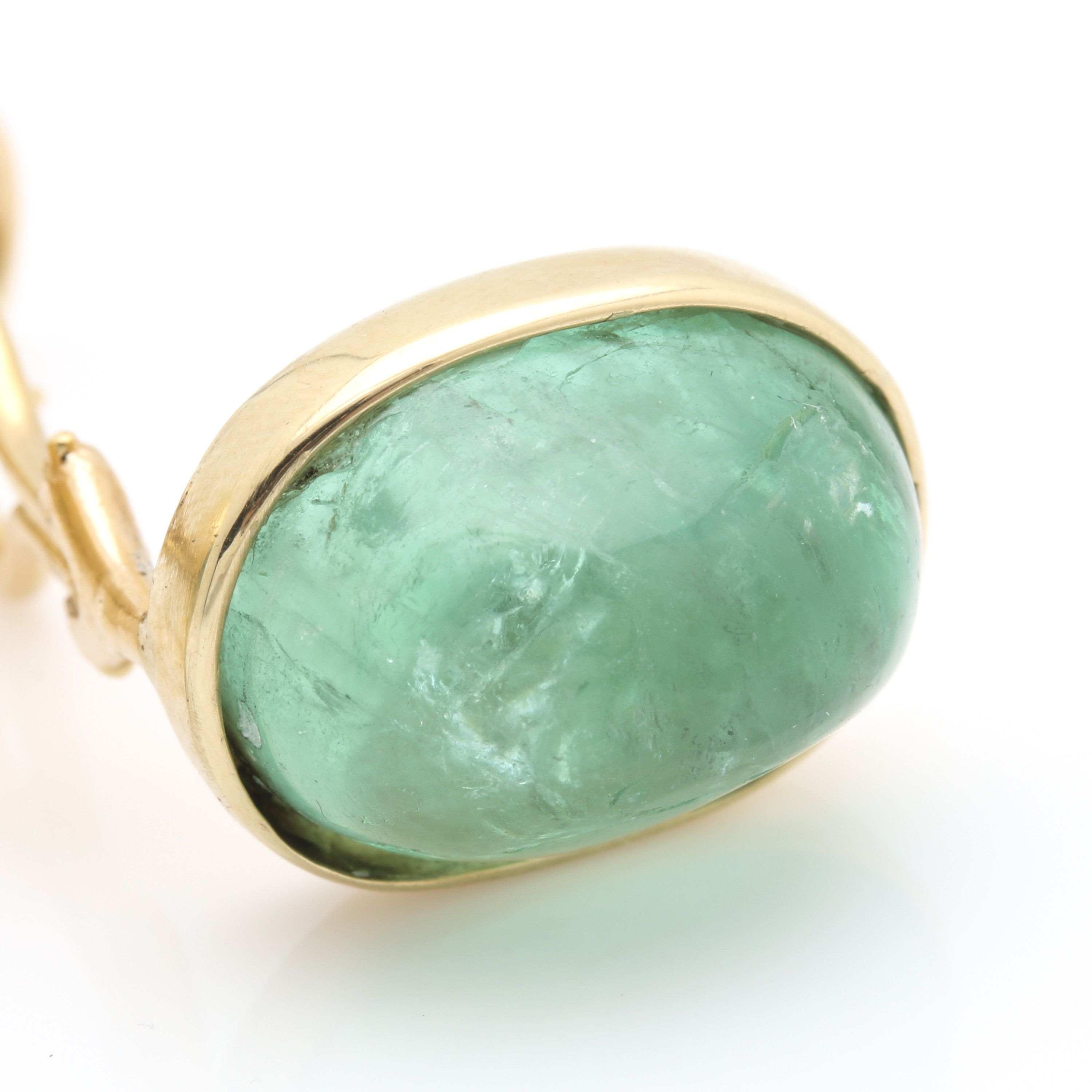 14K Yellow Gold 24.34 CTW Emerald Earrings