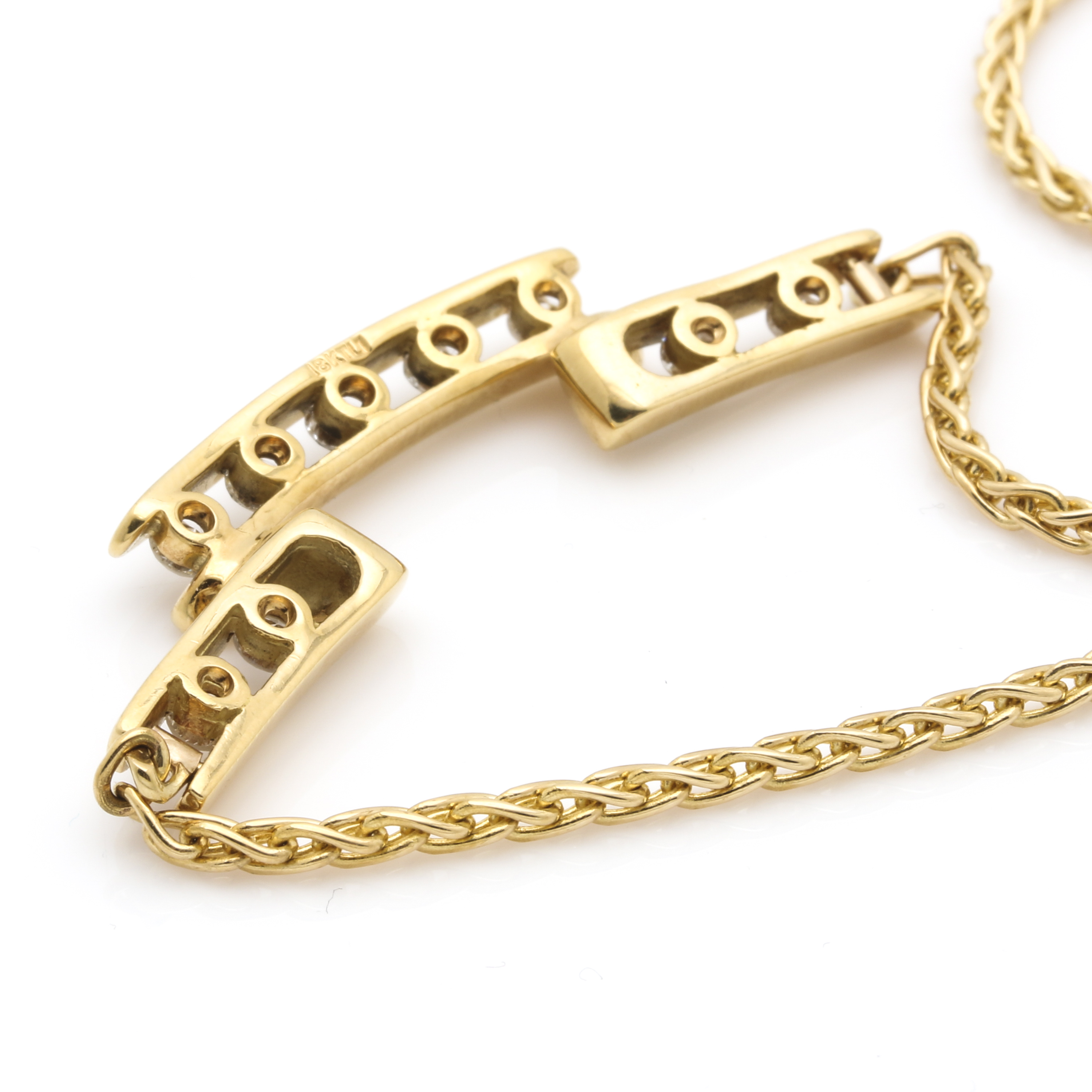 18K Yellow Gold Diamond Ribbon Necklace