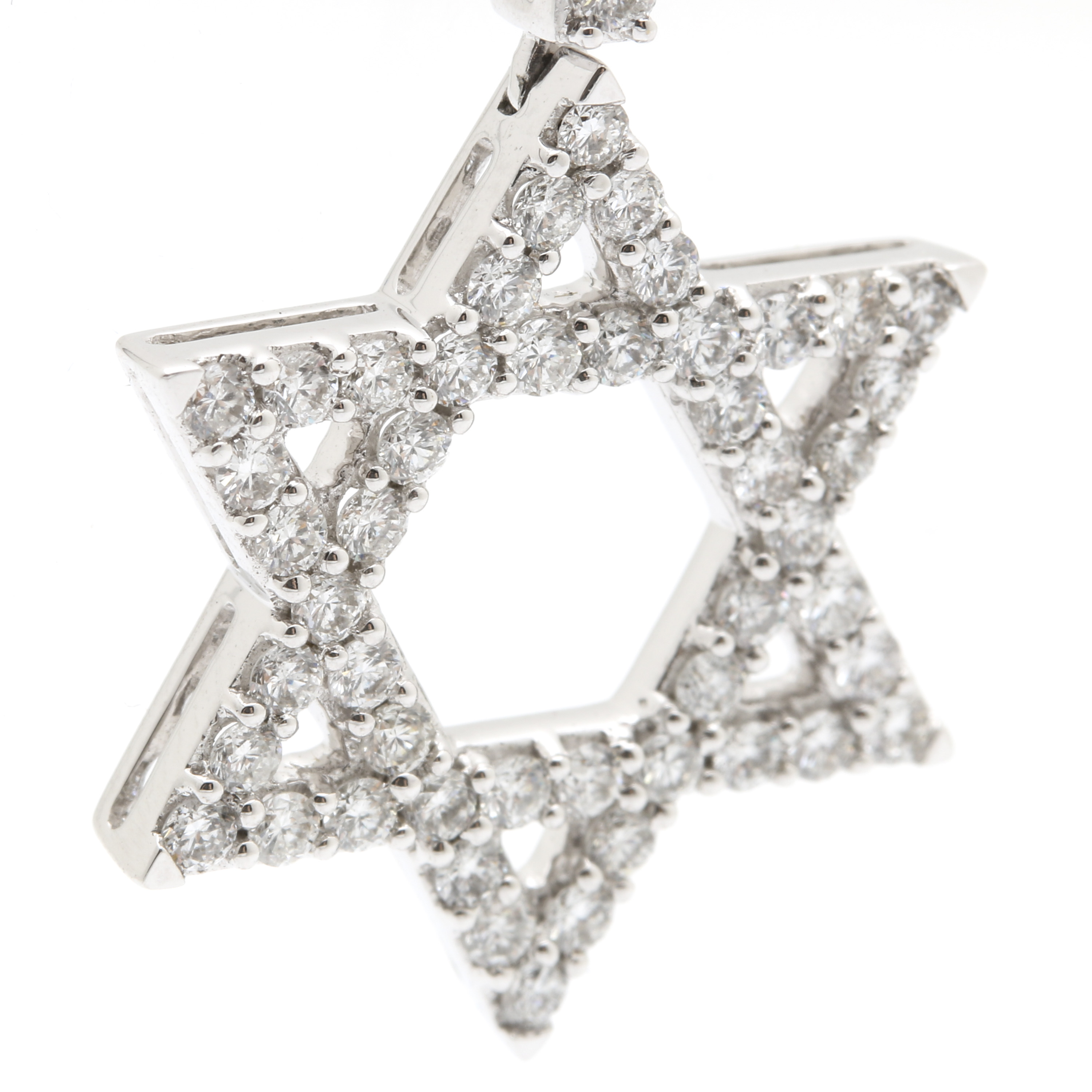 14K and 18K White Gold 0.97 CTW Diamond Star of David Pendant Necklace
