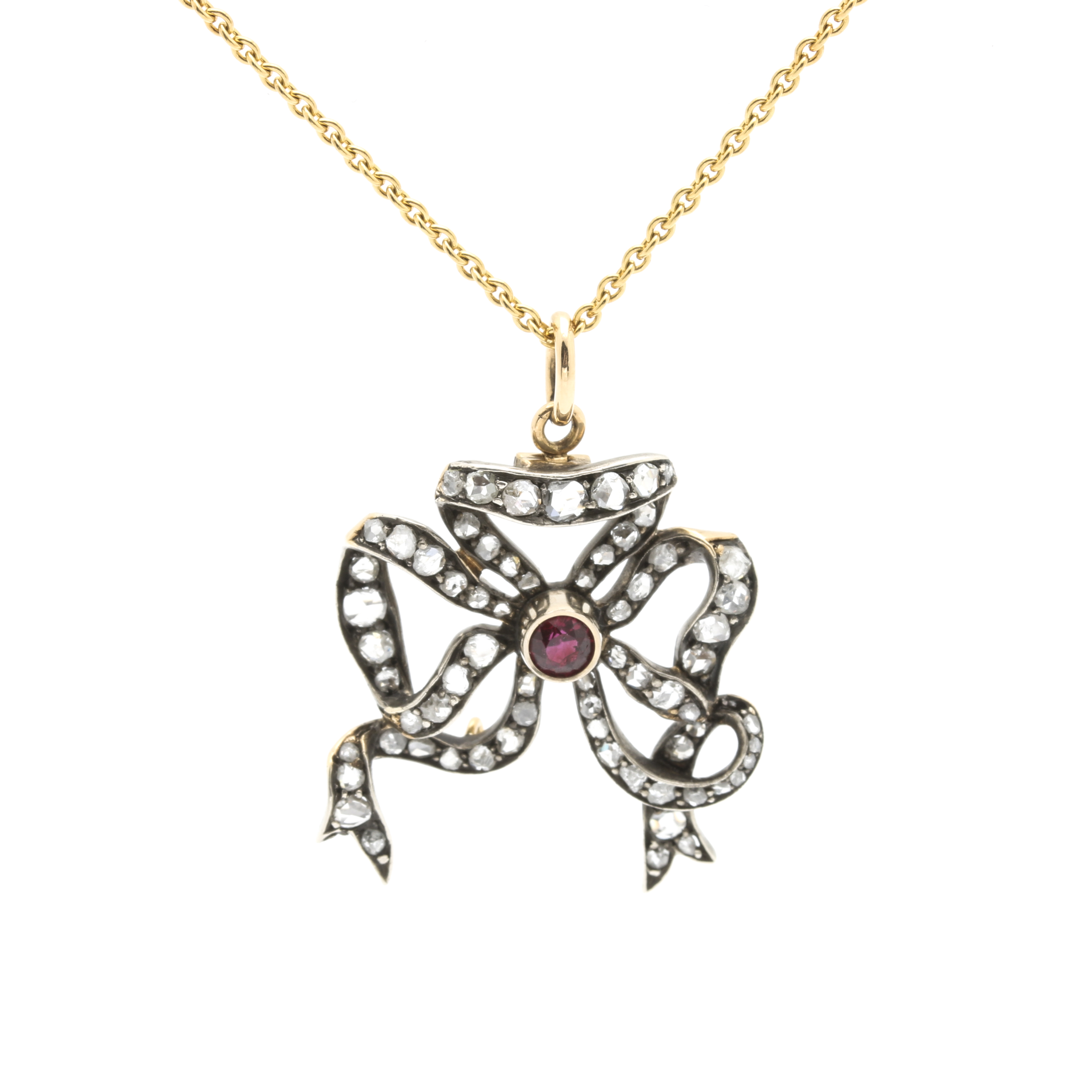 Victorian Silver and Gold Ruby and Diamond Necklace