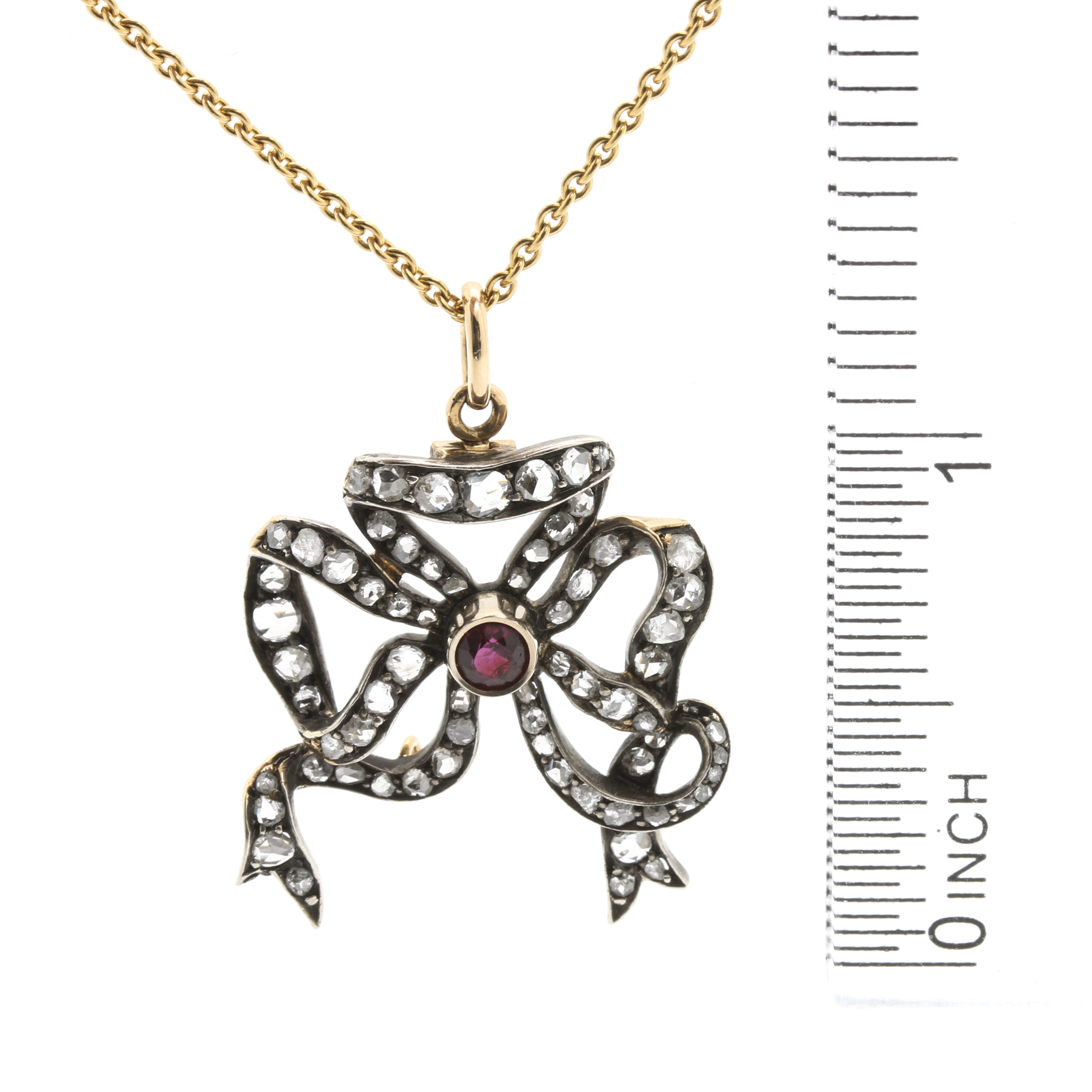 Victorian Silver and Gold Ruby and Diamond Necklace