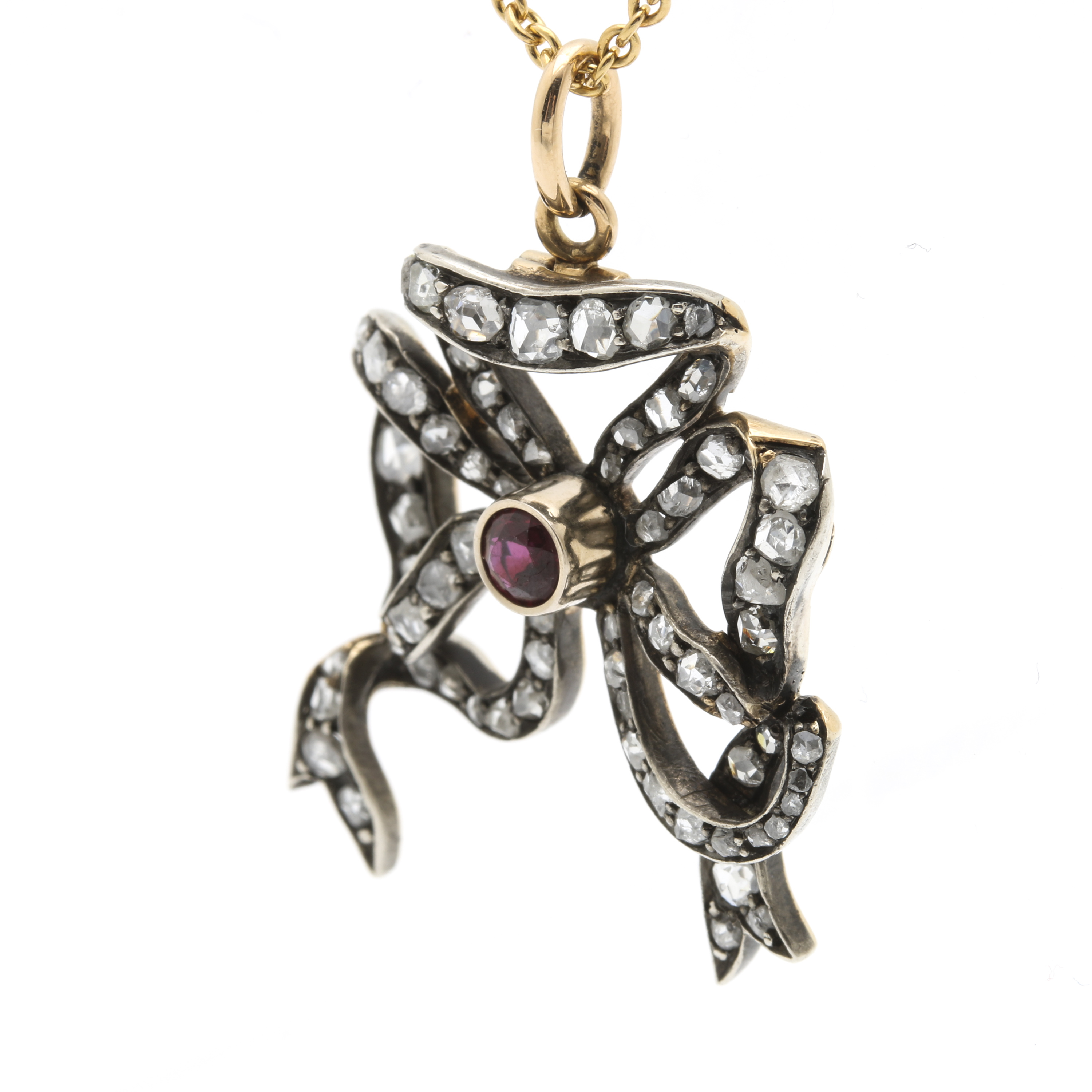 Victorian Silver and Gold Ruby and Diamond Necklace