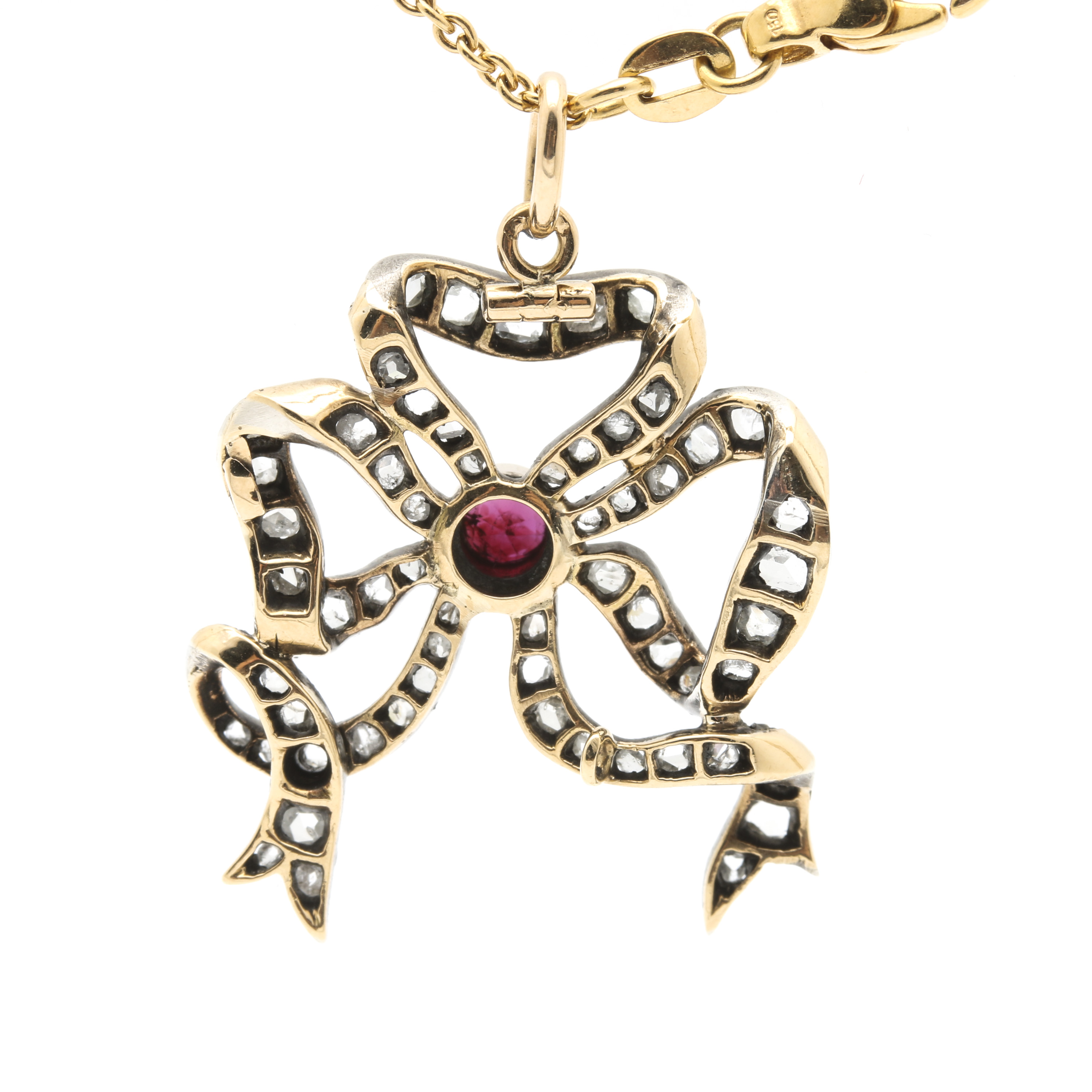 Victorian Silver and Gold Ruby and Diamond Necklace