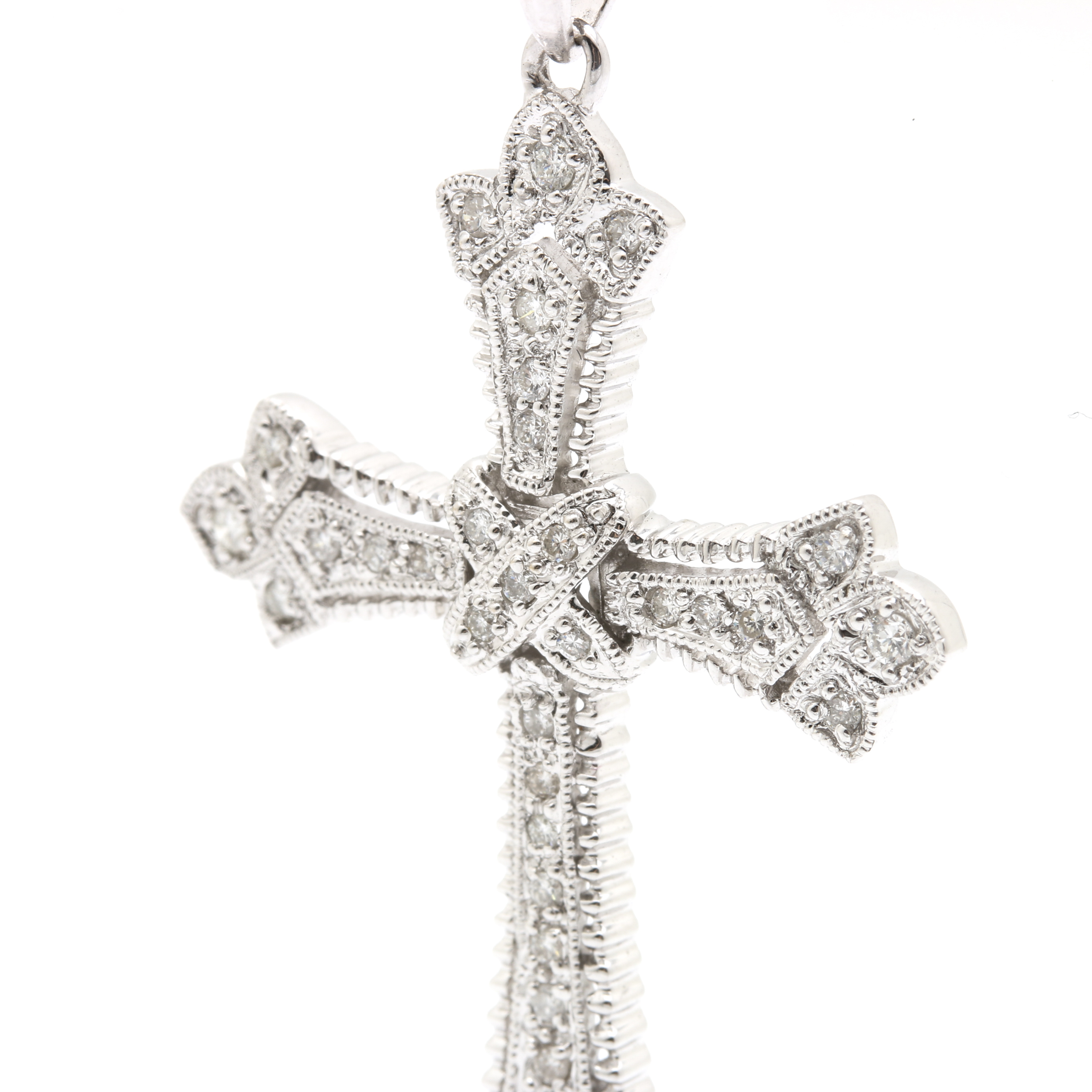 14K White Gold Necklace and 18K Diamond Cross Pendant