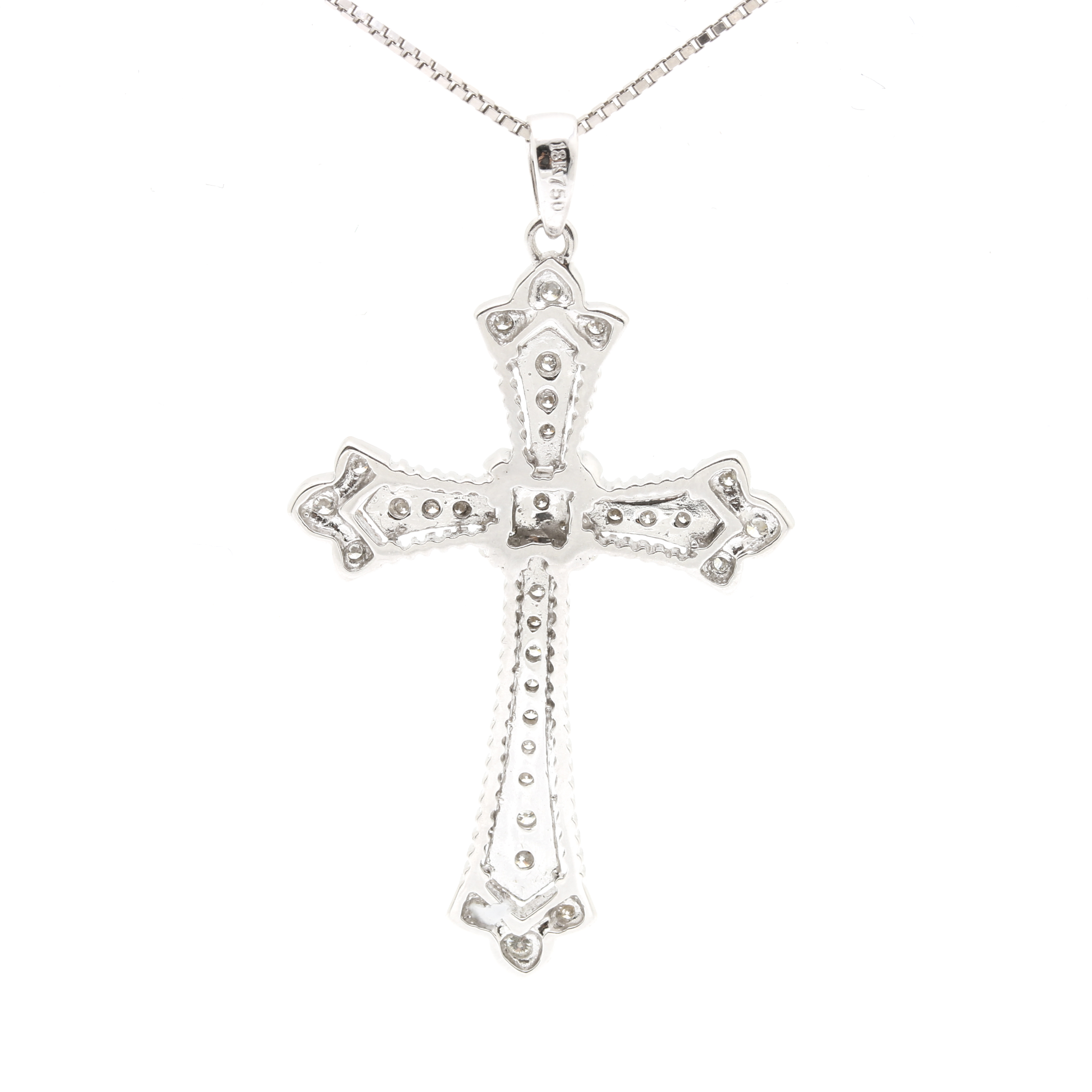 14K White Gold Necklace and 18K Diamond Cross Pendant
