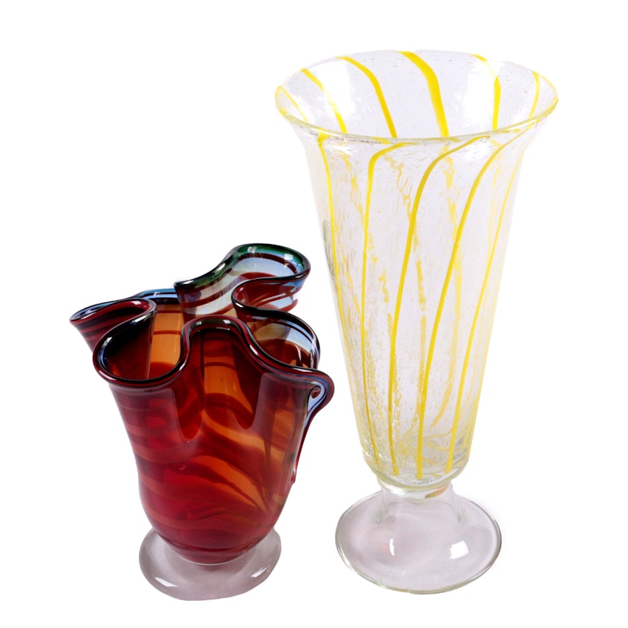 Art Glass Pedestal Vases