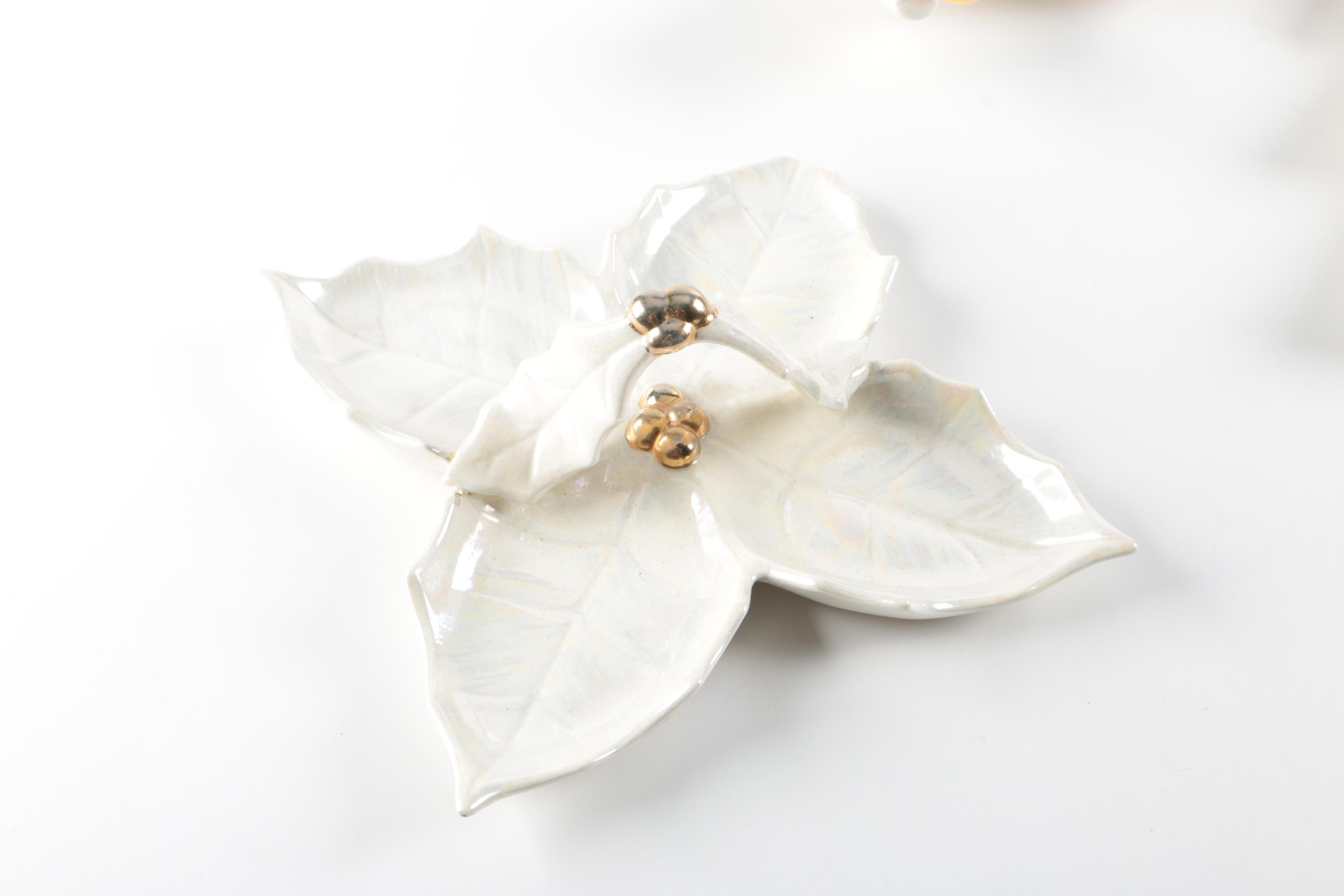 Assortment of White Luster Holiday Dishes