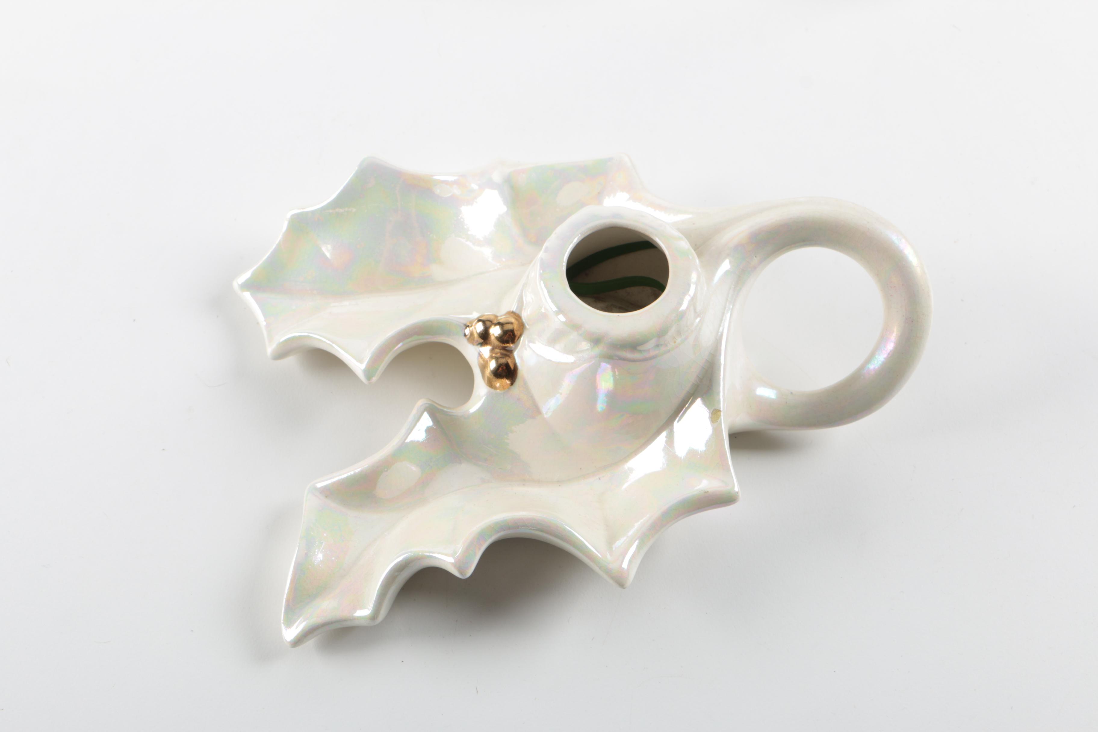 Assortment of White Luster Holiday Dishes