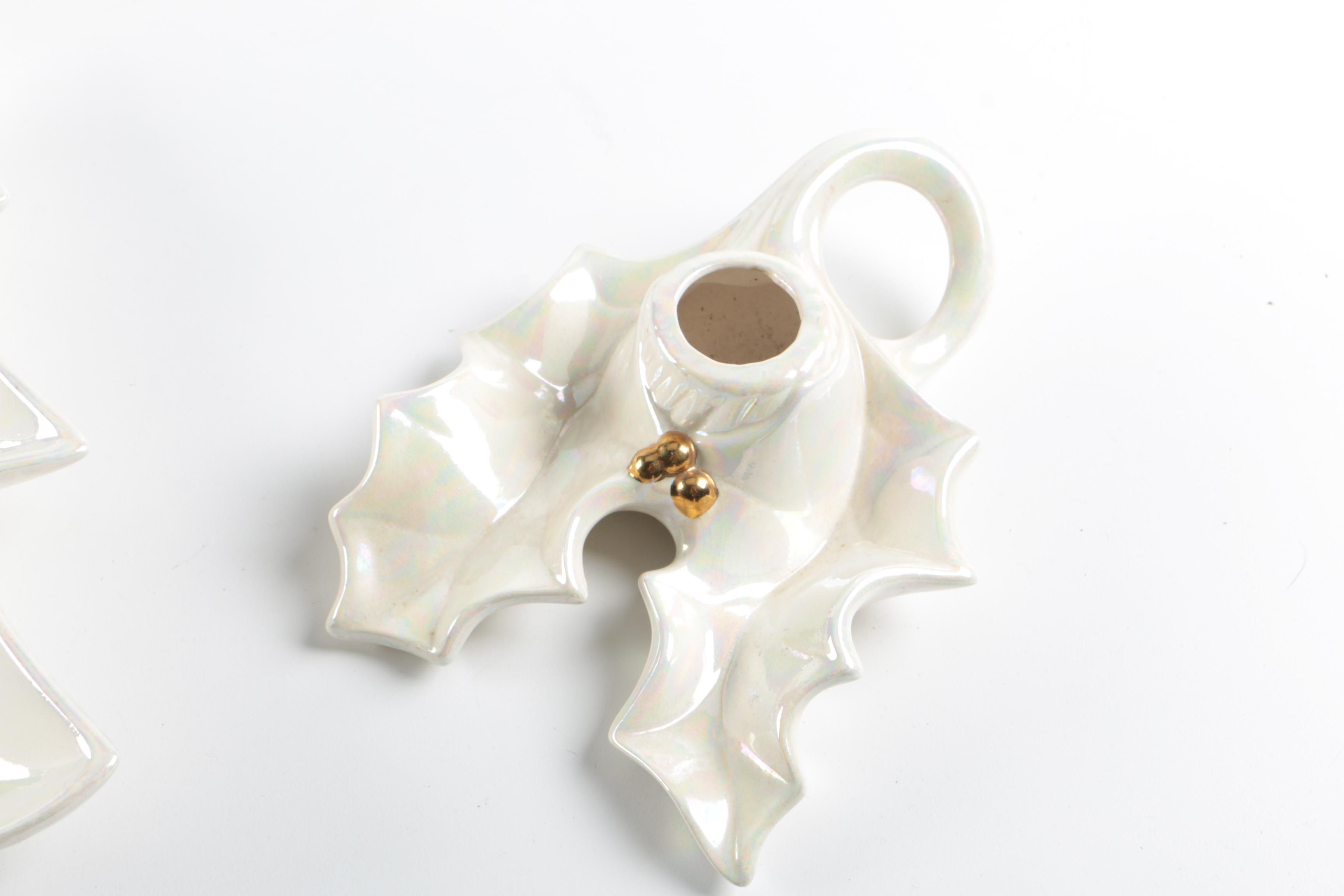 Assortment of White Luster Holiday Dishes