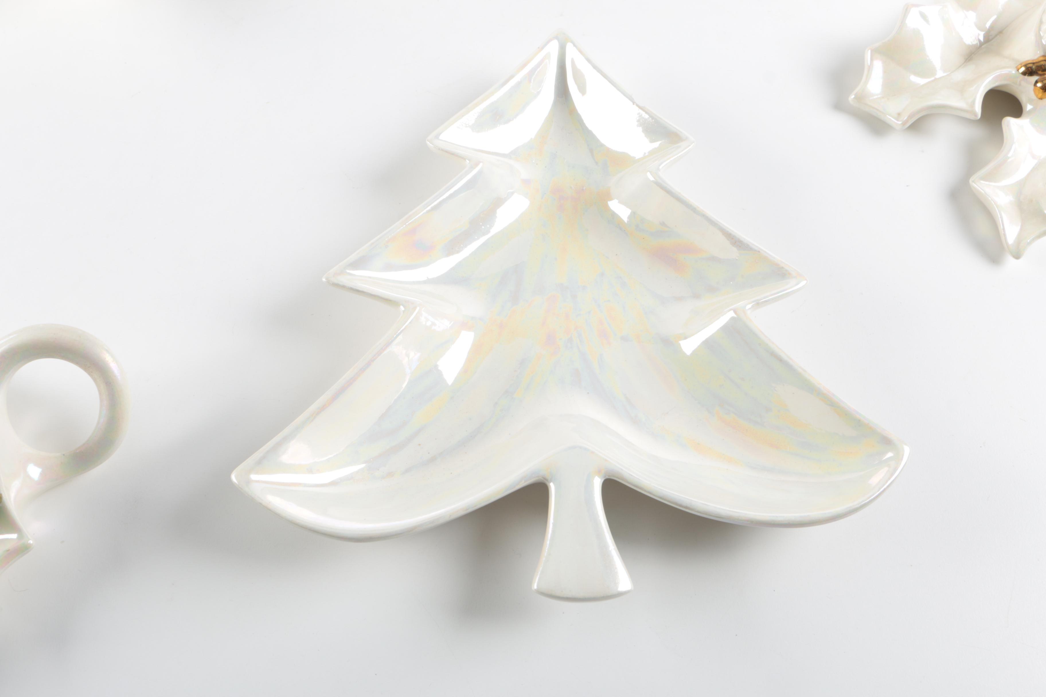 Assortment of White Luster Holiday Dishes