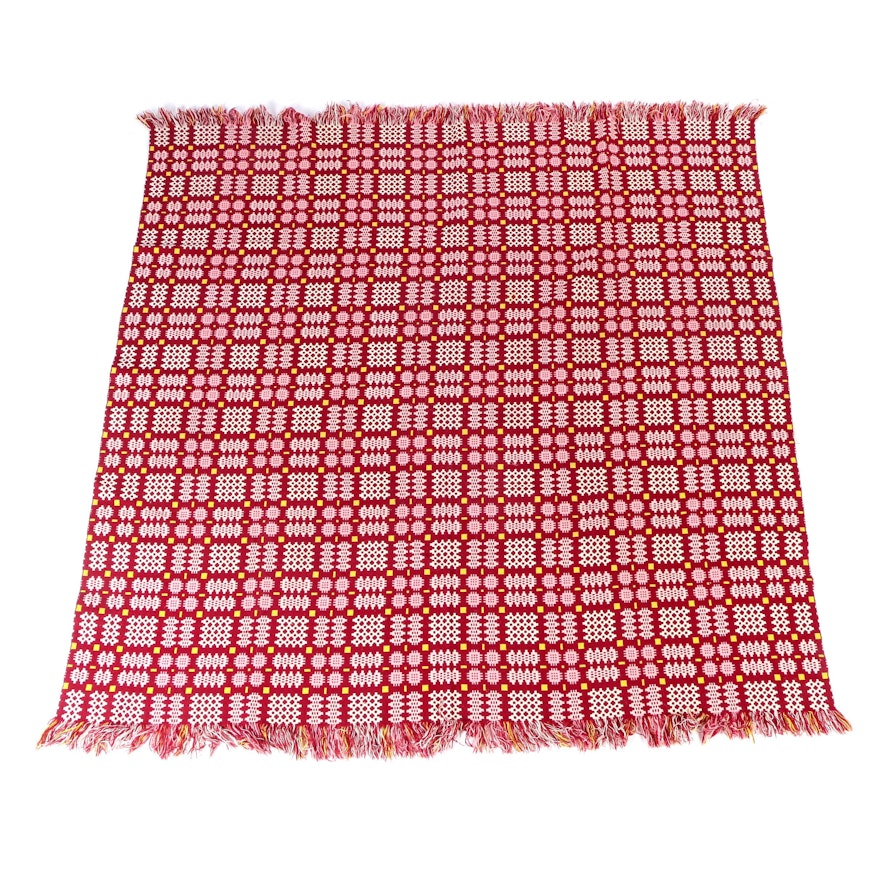 Red and White Geometrical Blanket Throw