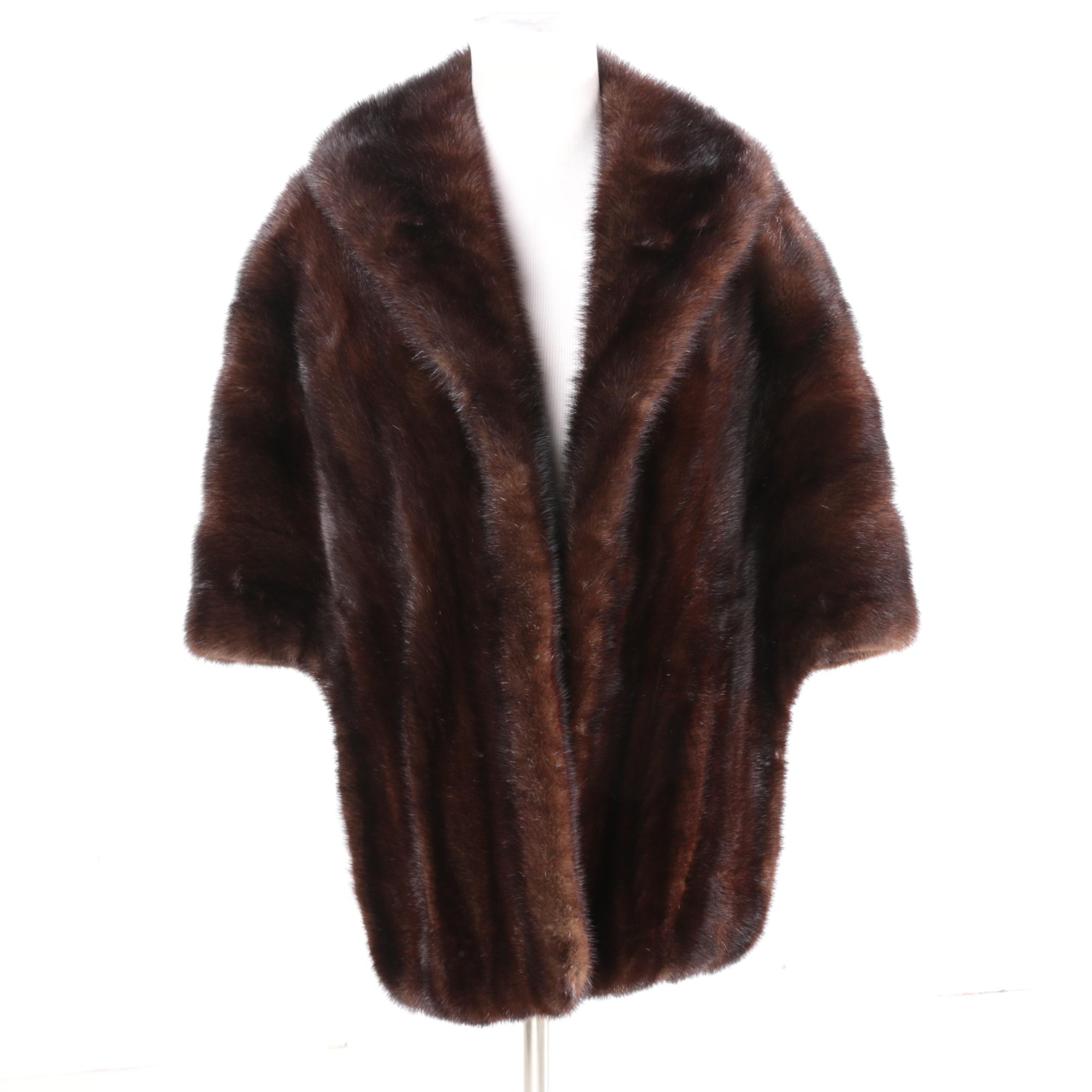 Vintage Pogues Mahogany Brown Mink Fur Stole