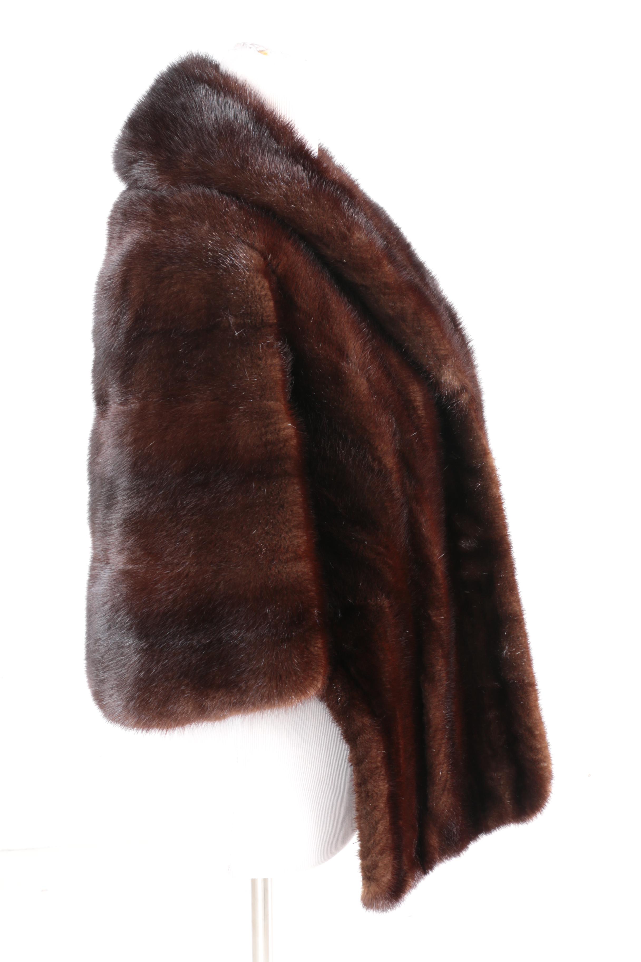 Vintage Pogues Mahogany Brown Mink Fur Stole
