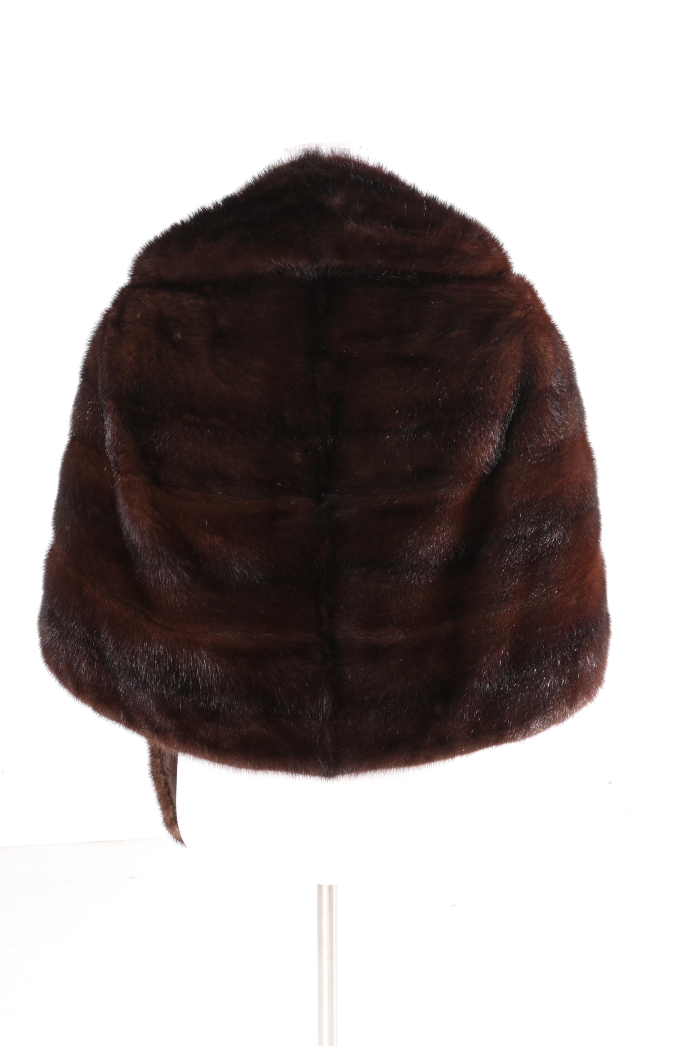 Vintage Pogues Mahogany Brown Mink Fur Stole