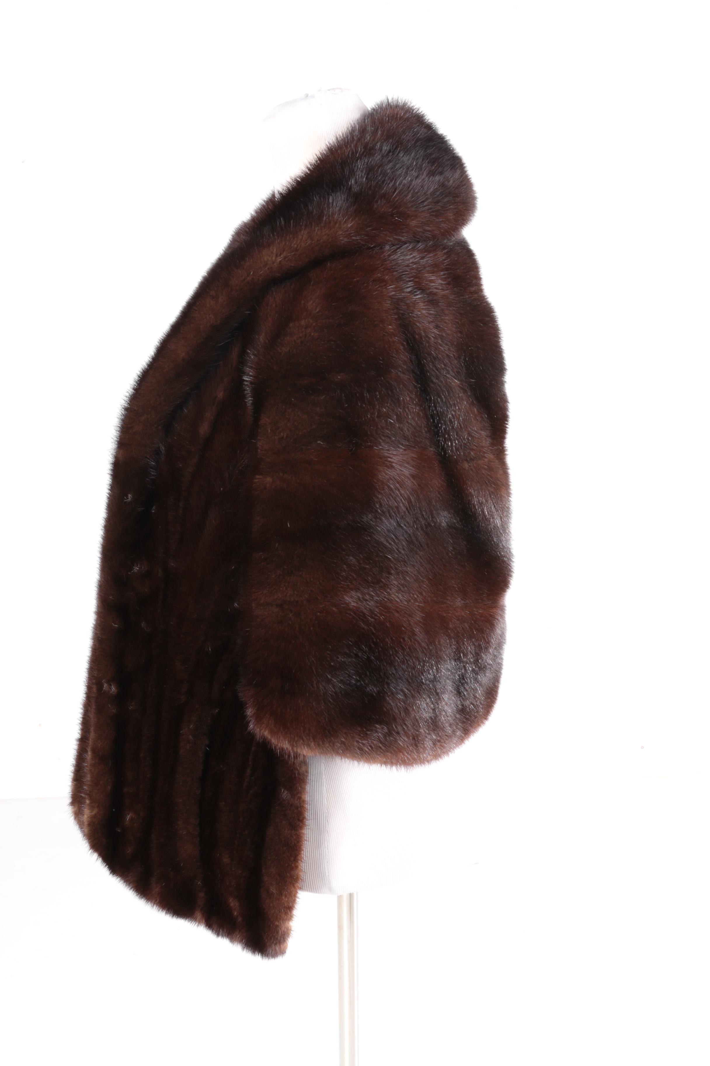 Vintage Pogues Mahogany Brown Mink Fur Stole