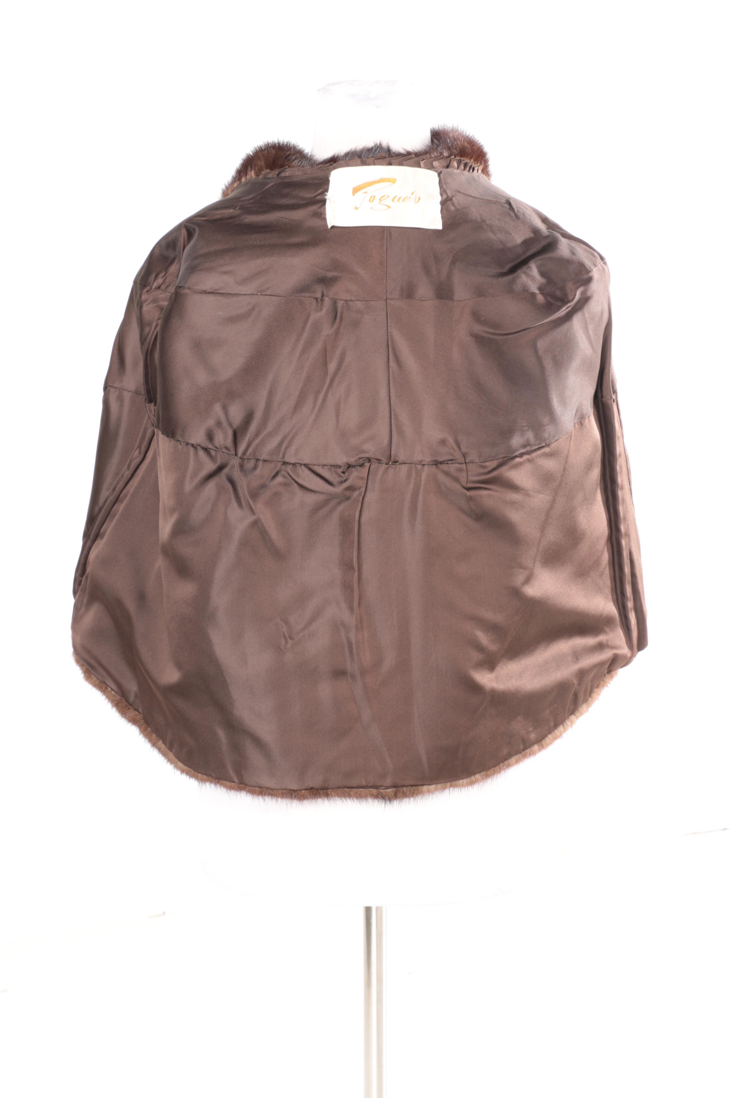Vintage Pogues Mahogany Brown Mink Fur Stole