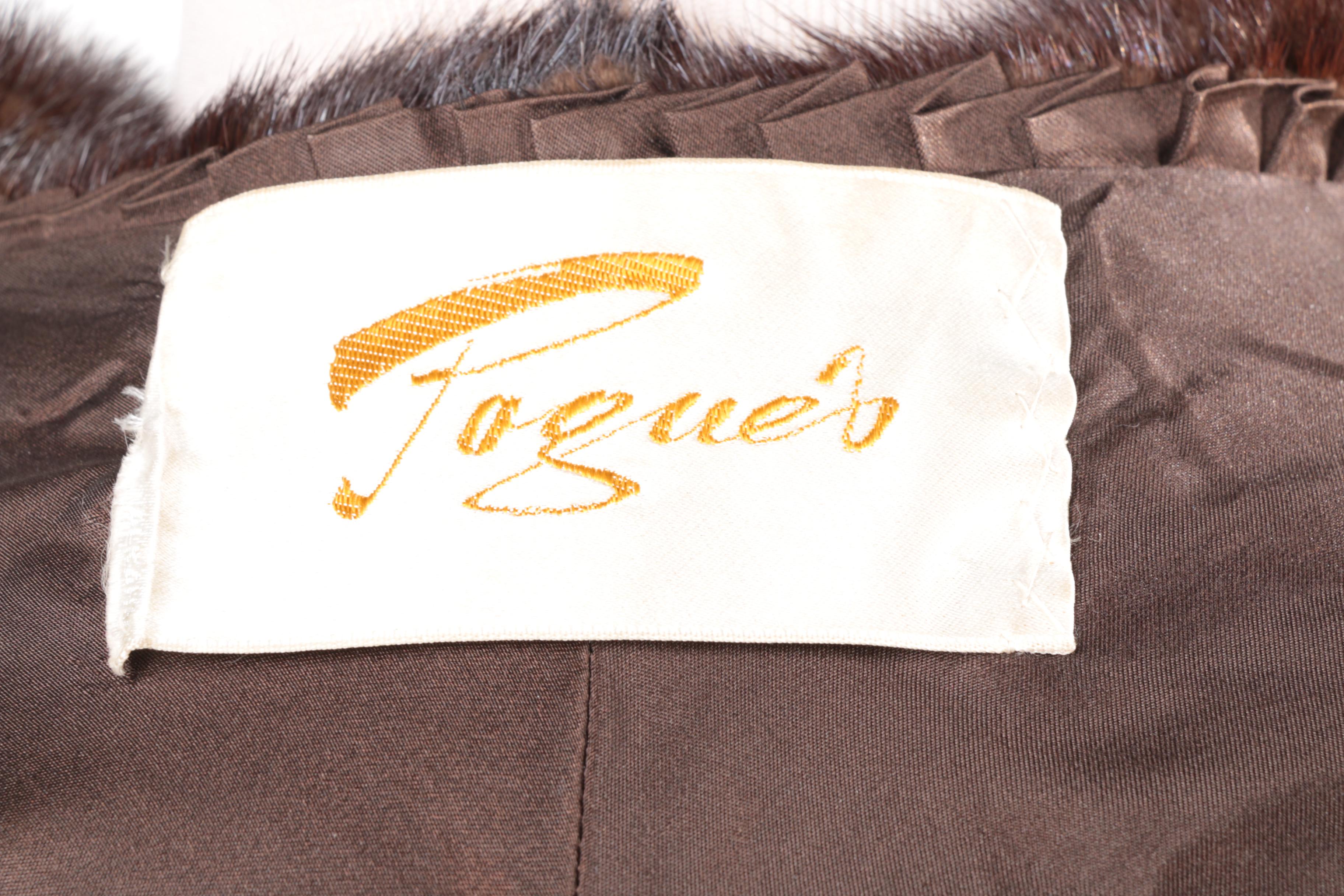 Vintage Pogues Mahogany Brown Mink Fur Stole