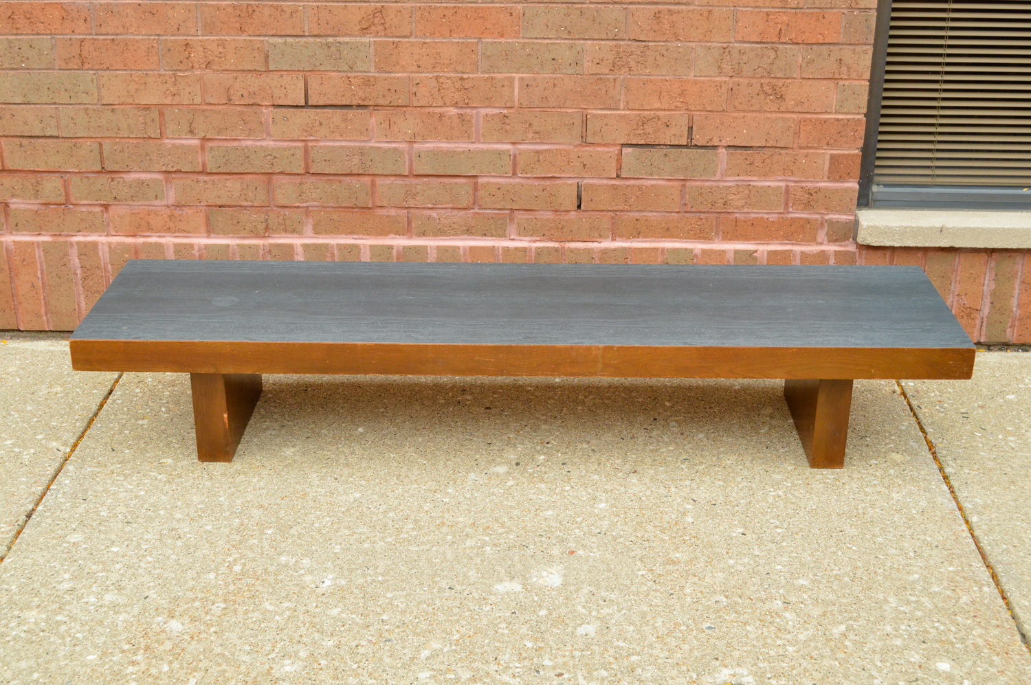 Mid Century Modern Walnut Veneer Bench By Show Pieces