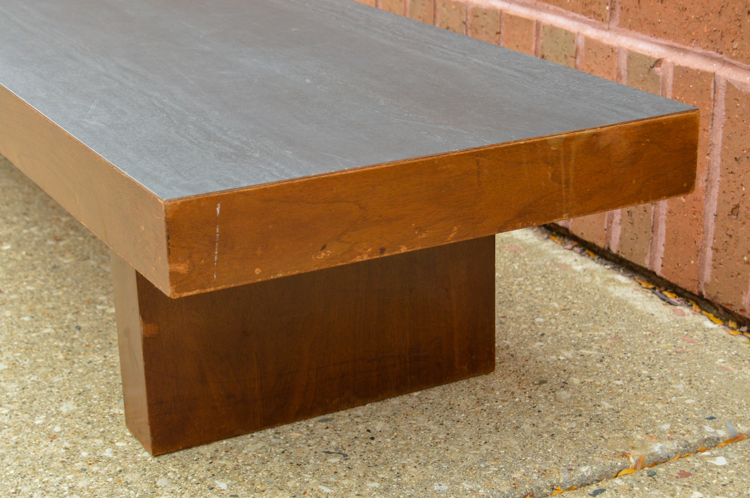 Mid Century Modern Walnut Veneer Bench By Show Pieces