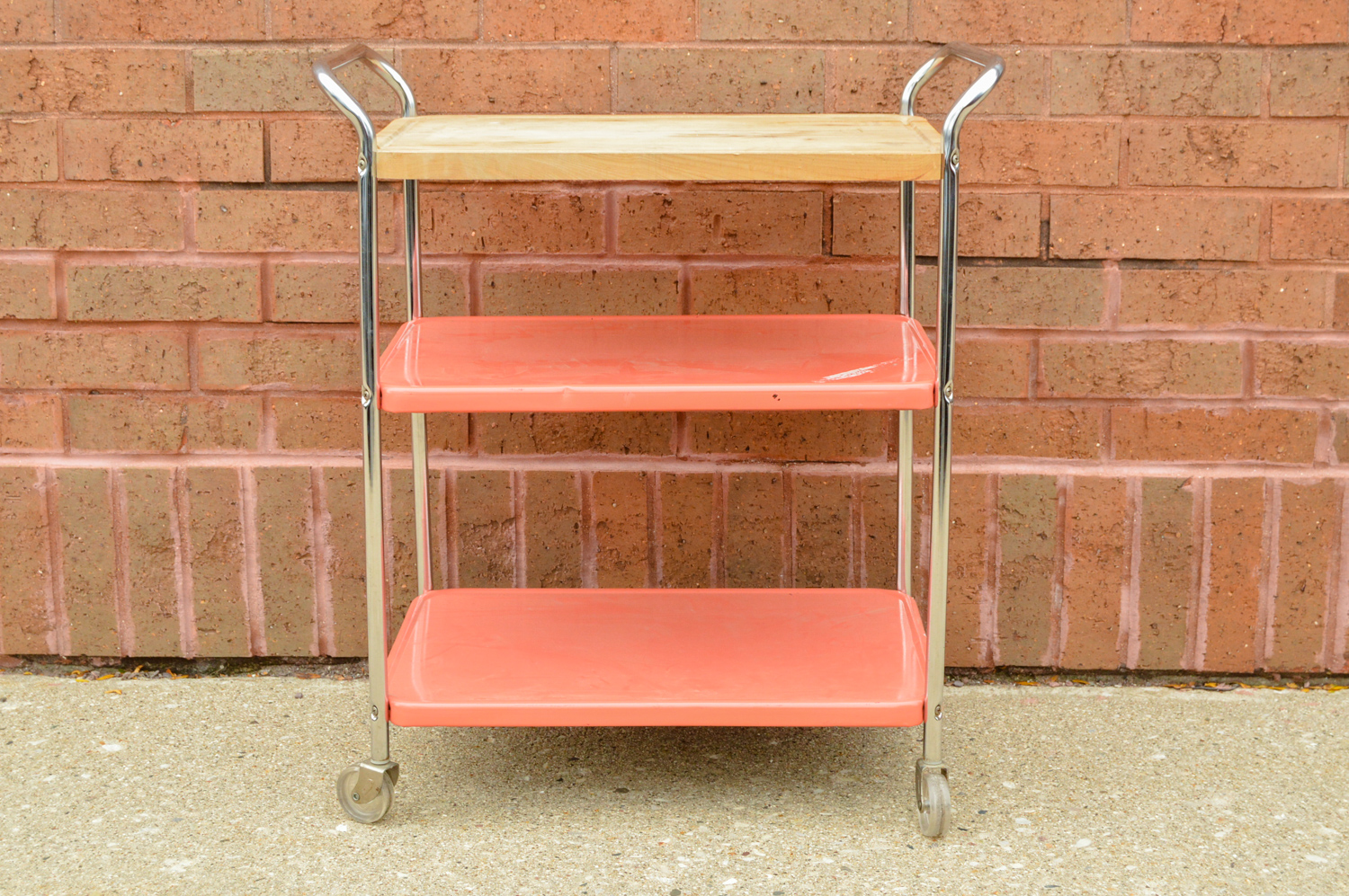 Mid Century Modern Bar Cart with Cutting Board Top
