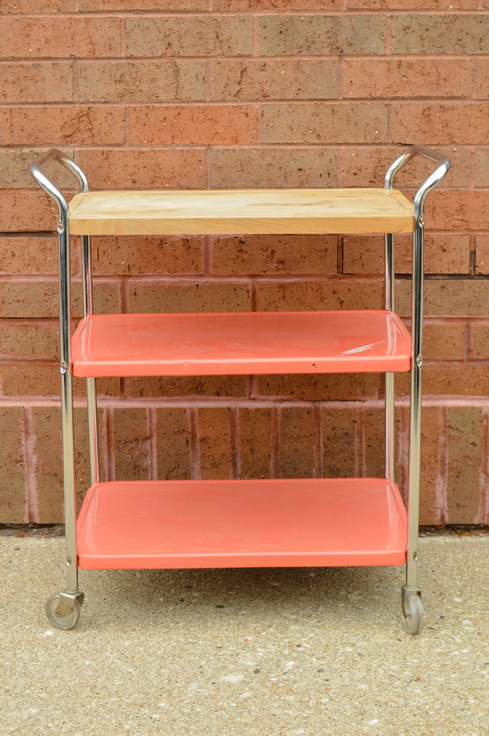 Mid Century Modern Bar Cart with Cutting Board Top