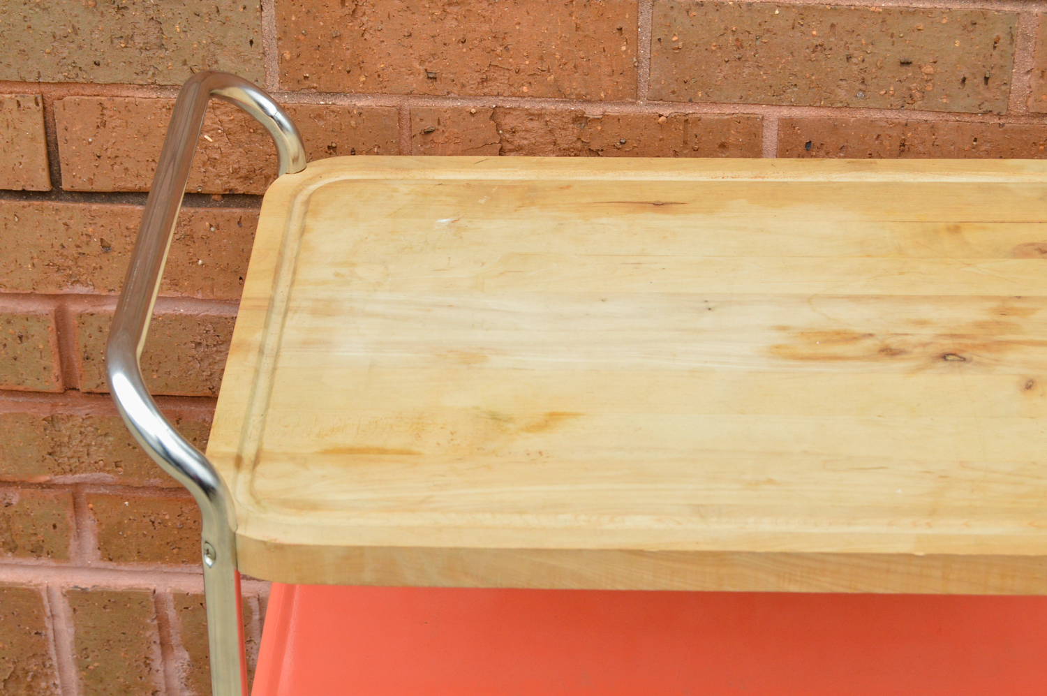 Mid Century Modern Bar Cart with Cutting Board Top
