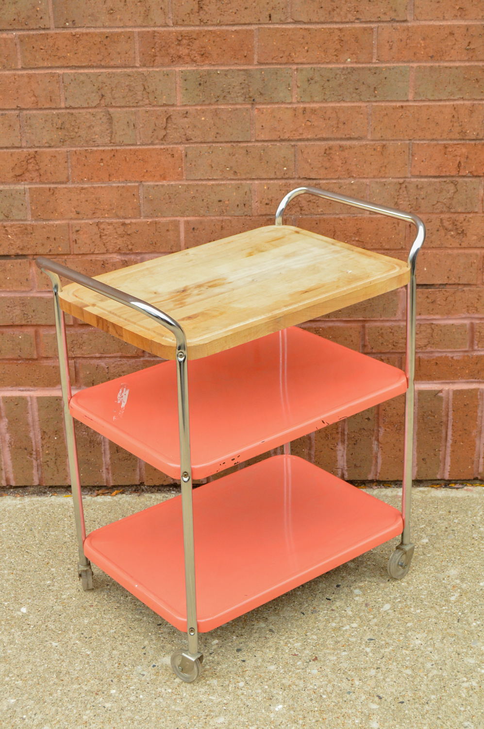 Mid Century Modern Bar Cart with Cutting Board Top