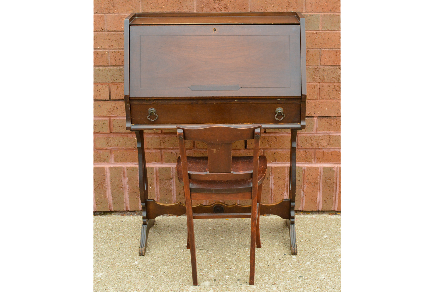 Vintage Slant Front Desk And Chair