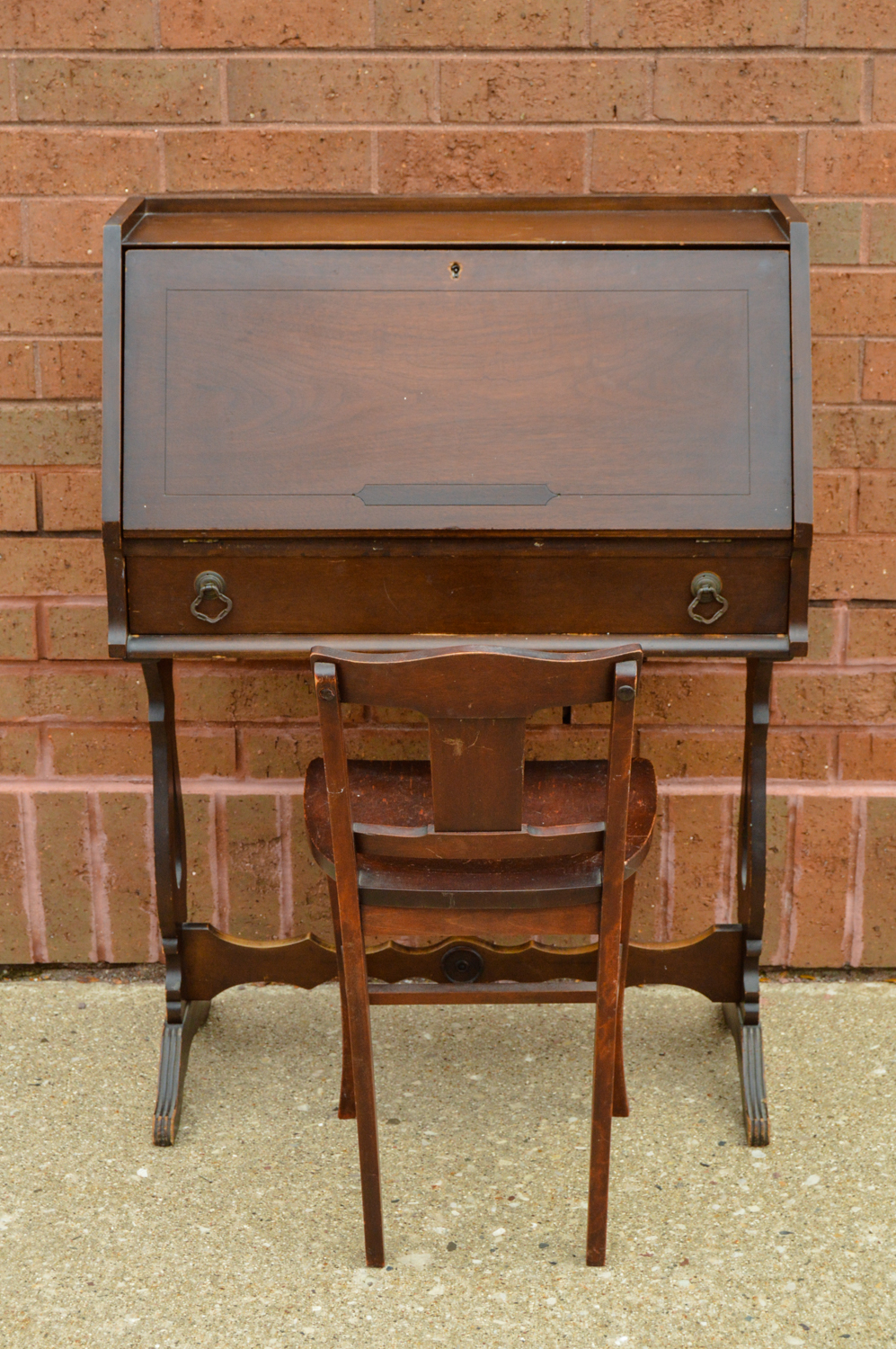 Vintage Slant Front Desk And Chair