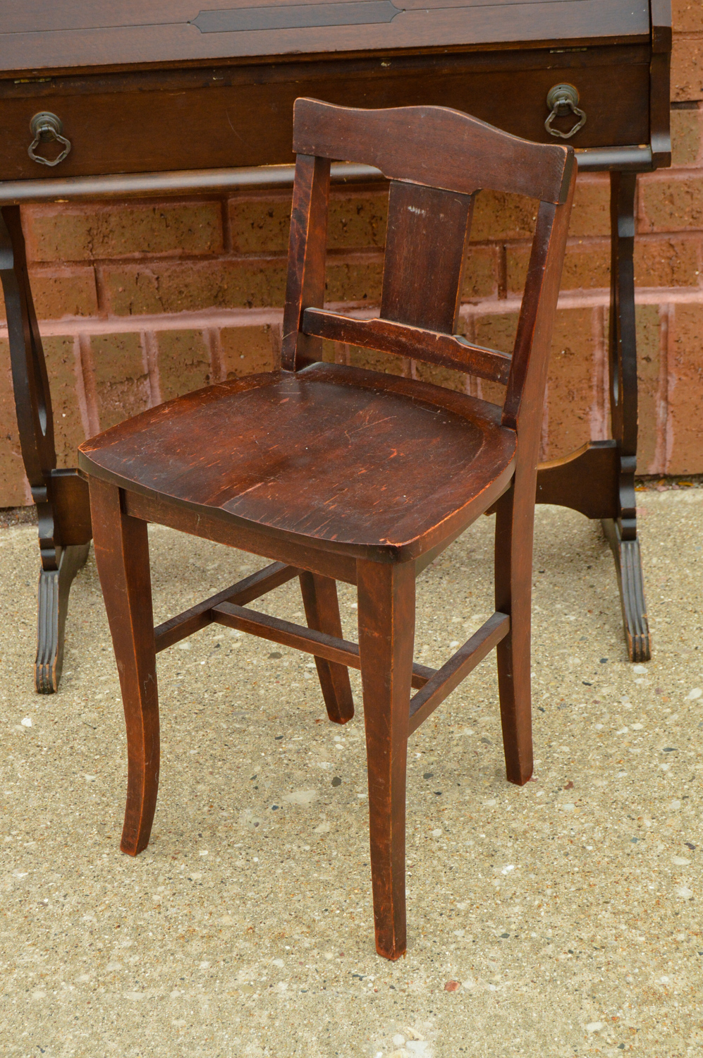 Vintage Slant Front Desk And Chair