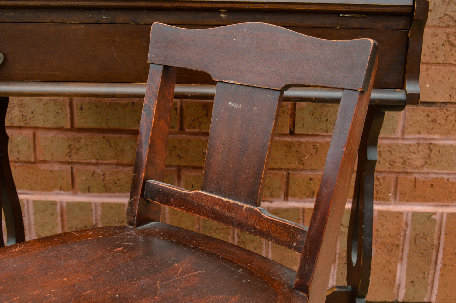 Vintage Slant Front Desk And Chair