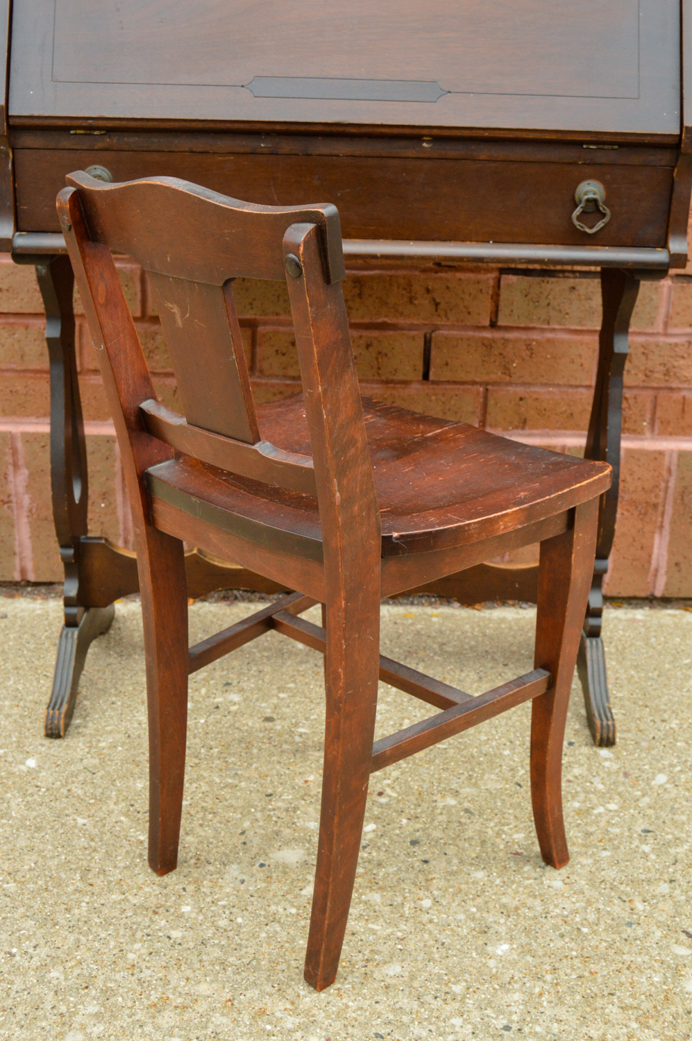 Vintage Slant Front Desk And Chair
